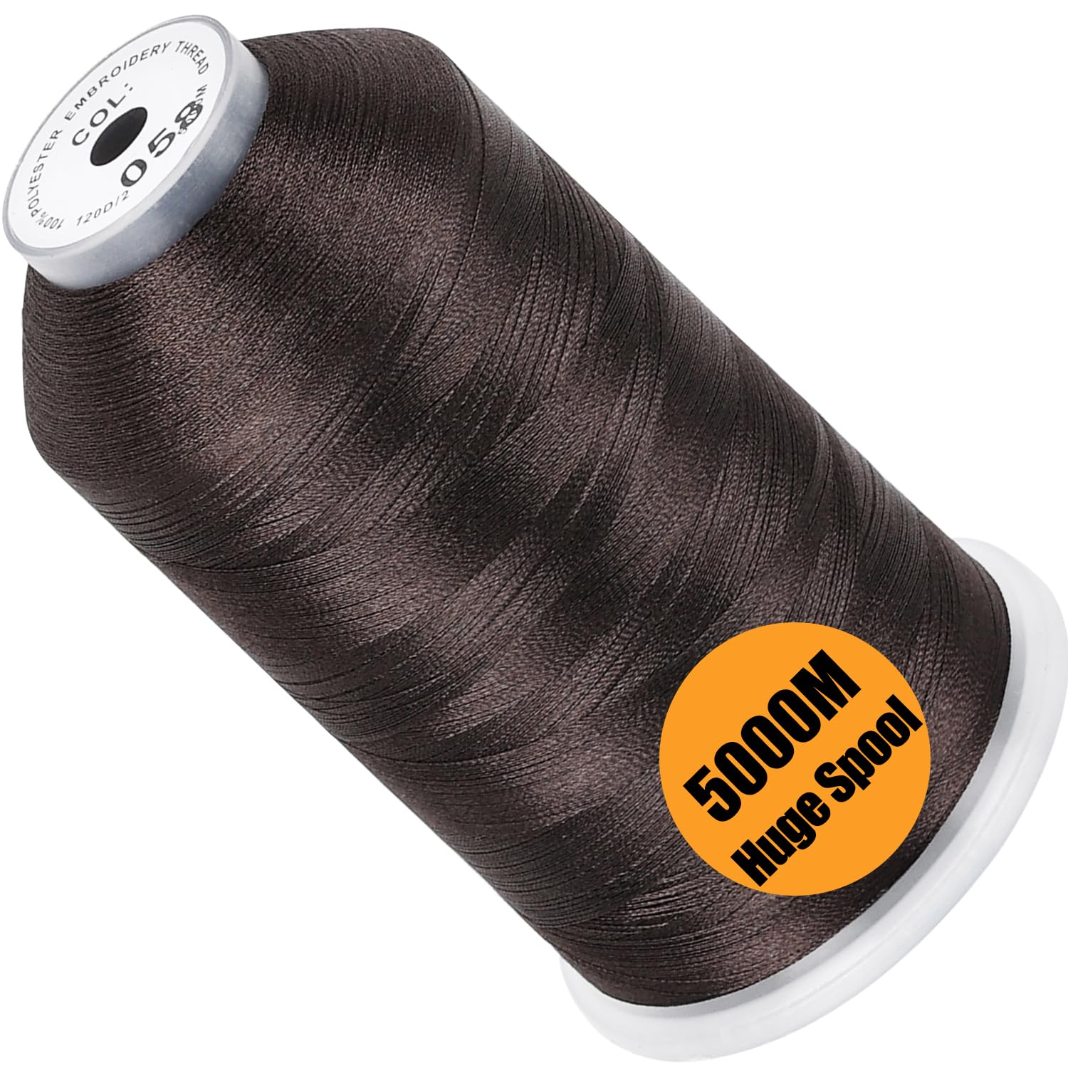 New brothread 5000M Huge Spool Embroidery Machine Thread - Dark Brown
