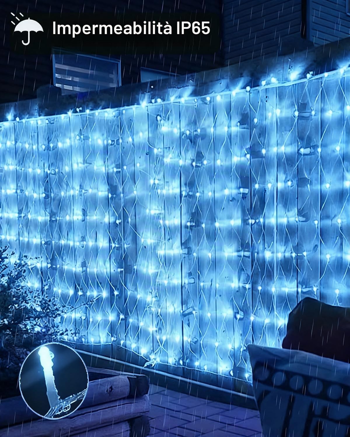 Rate Luminosa Esterno 3m x 2m 208 LED Rete Luci Albero di Natale | 8 Modalità Luci da Esterno Natalizie Impermeabile Catene Luminose per Natalizie Interno Esterno Decorazioni