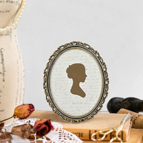 Miniatura 6 de Sunlit Portarretratos vintage de 8 x 10 pulgadas, marcos de fotos ovalados antiguos con parte frontal de cristal, exhibición de fotos de lujo, para