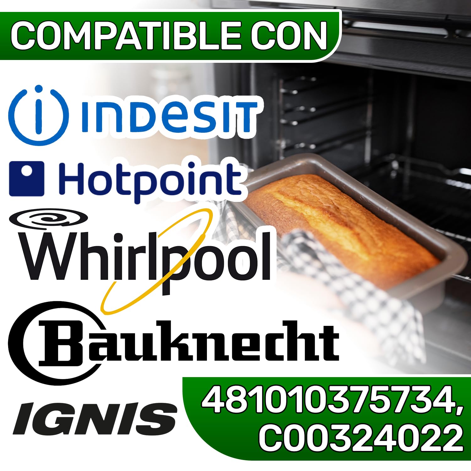 Resistencia Horno 1150W 230V 481010375734 para Whirlpool para Bauknecht C00324022 para Indesit 20.41494.000 para EGO - Elemento Calefactor - Garantía de 5 Años - ONIX TECH