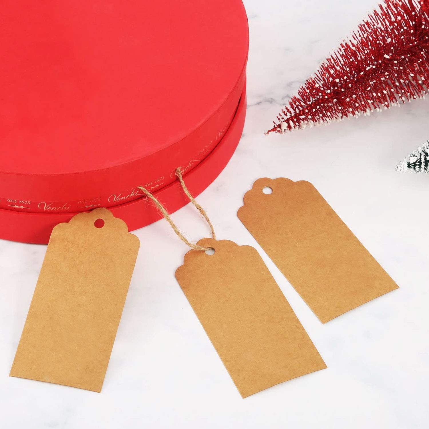 Ronde Cadeaulabels Van Kraftpapier, Etiketten 5,5 Cm, 100 Stuks Hangende En Jute Koord Voor Handwerk Bruiloft Kerstmis Geschenkverpakking Wit 1058718417