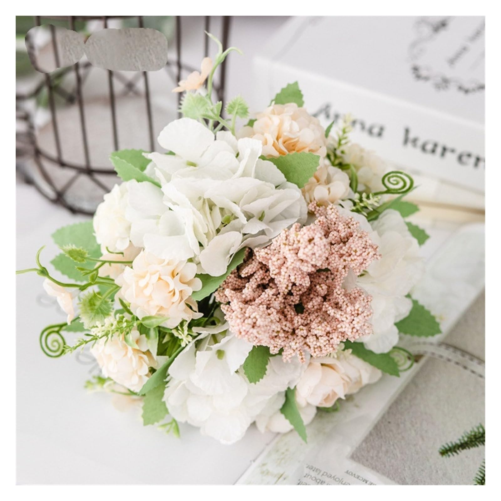 Sztuczny kwiat 1 bukiet sztuczny kwiat sztuczna piwonia róża hortensja bukiet jedwabny sztuczny kwiat piwonia do dekoracji domowego hotelu DIY dekoracje ślubne Artificial Flower(Blue)