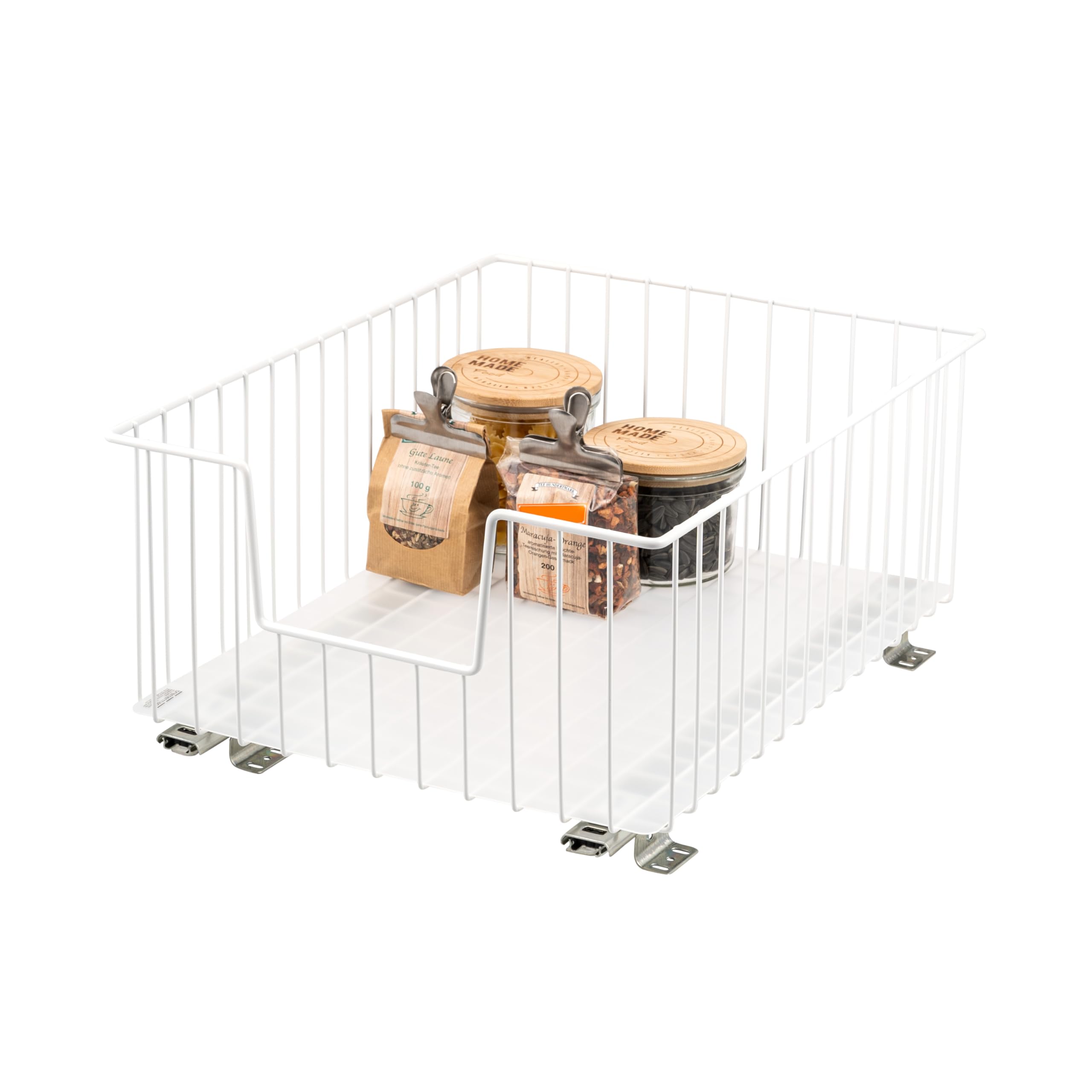 Bremermann White Cabinet Pull-Out Basket, 40 Cm Wide, With Shelf, Telescopic Rails, Ideal For Kitchen, Bathroom, And Bedroom, Made Of Metal (White)