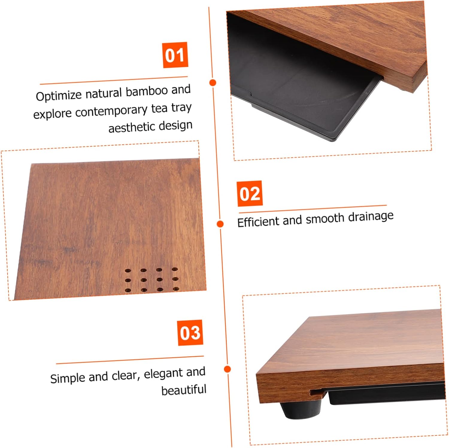 木製トレイ 竹トレイ長方形ティートレイフルーツパンサービングトレイ