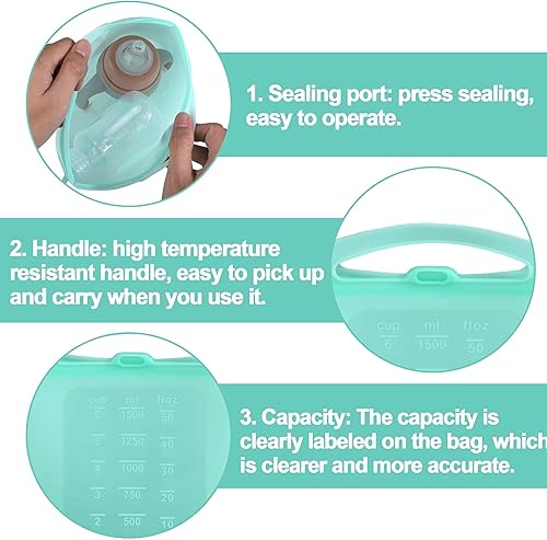 Miniatura 4 de Bolsas de vapor para microondas para biberones, bolsas de vapor reutilizables de silicona de 1.5L para biberones, extractor de leche, accesorios,