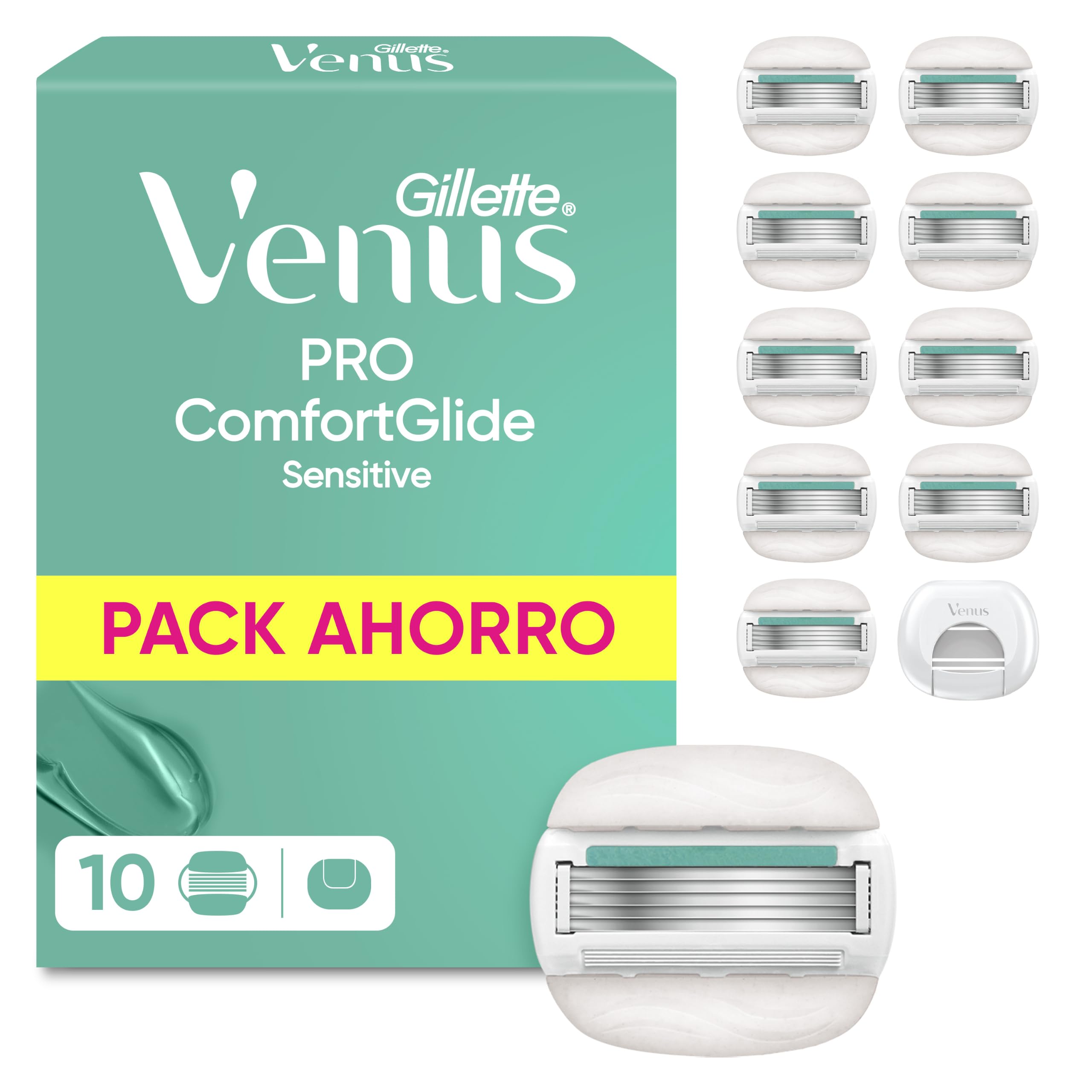 Gillette Venus Pro Comfortglide Sensitive Cuchillas de Afeitar, Pack de 10