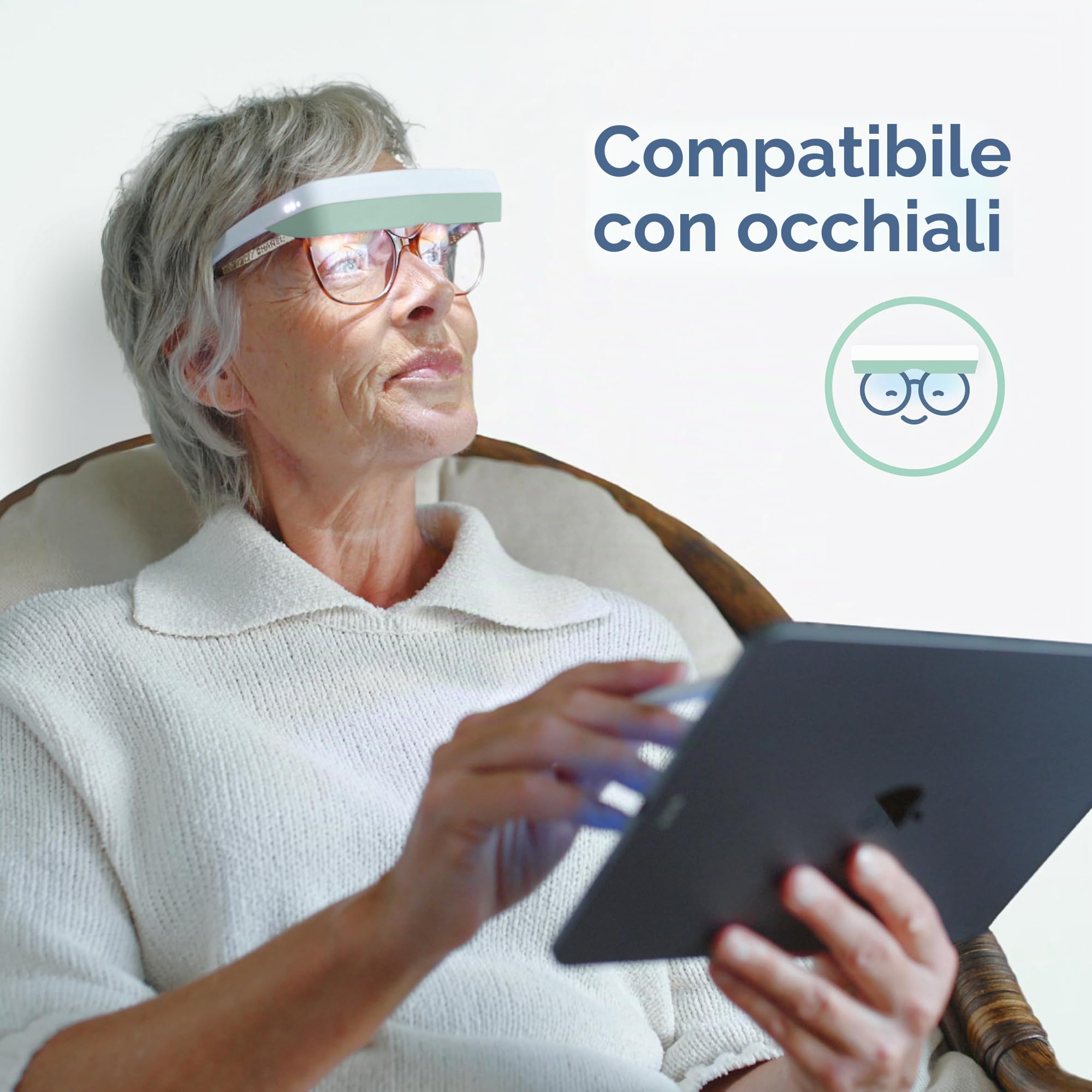 Luminette 3 Occhiali per Terapia Della Luce - Lampada a Luce Terapia Bianca Indossabile per Insonnia, Jet Lag, Stanchezza e Disturbi Stagionali - Terapia Luce led Viso Portatili (verde)