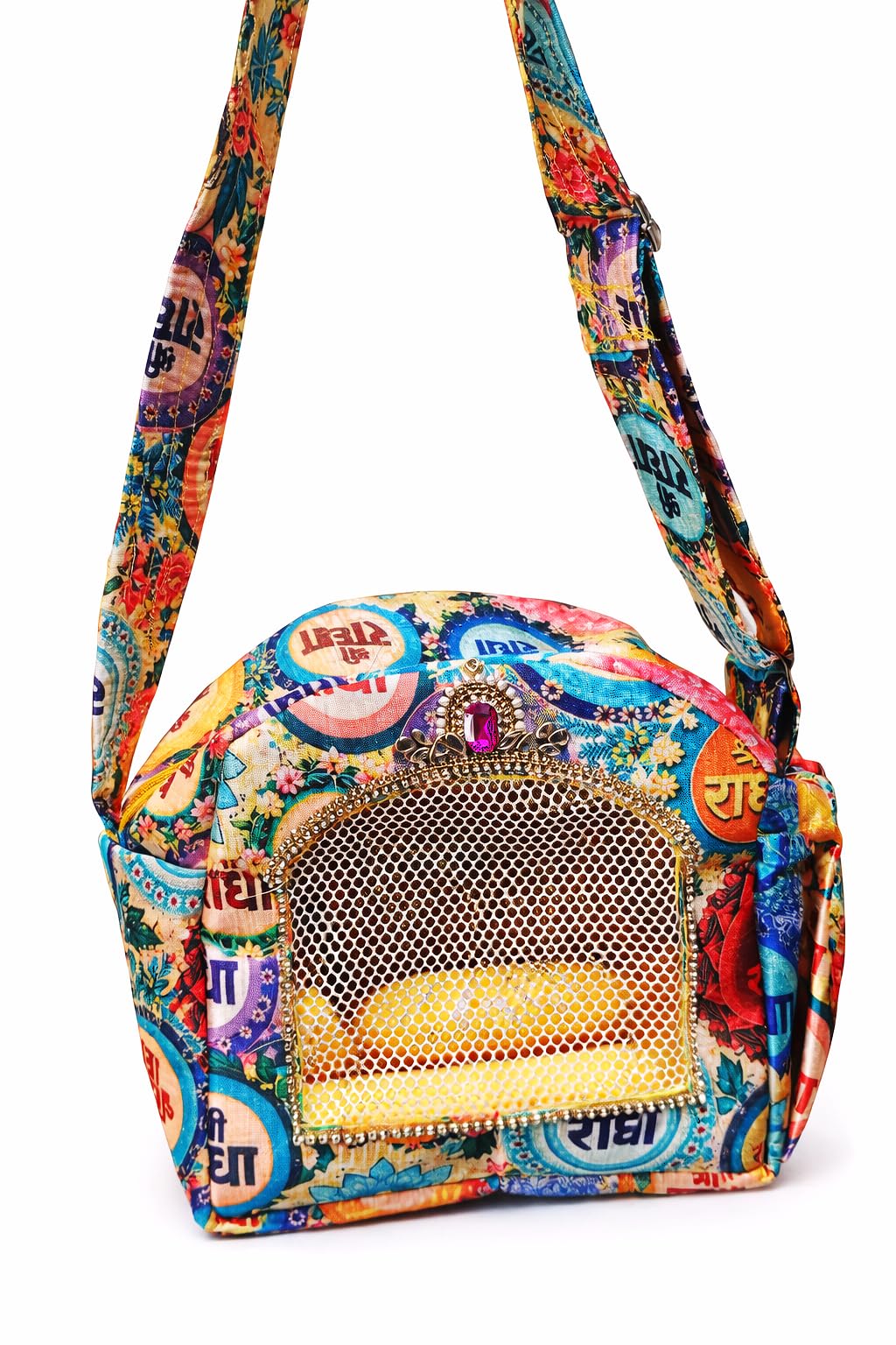 Laddu gopal ji carry bag for 5 to 6 no with kundan work | with kundan work-image-14