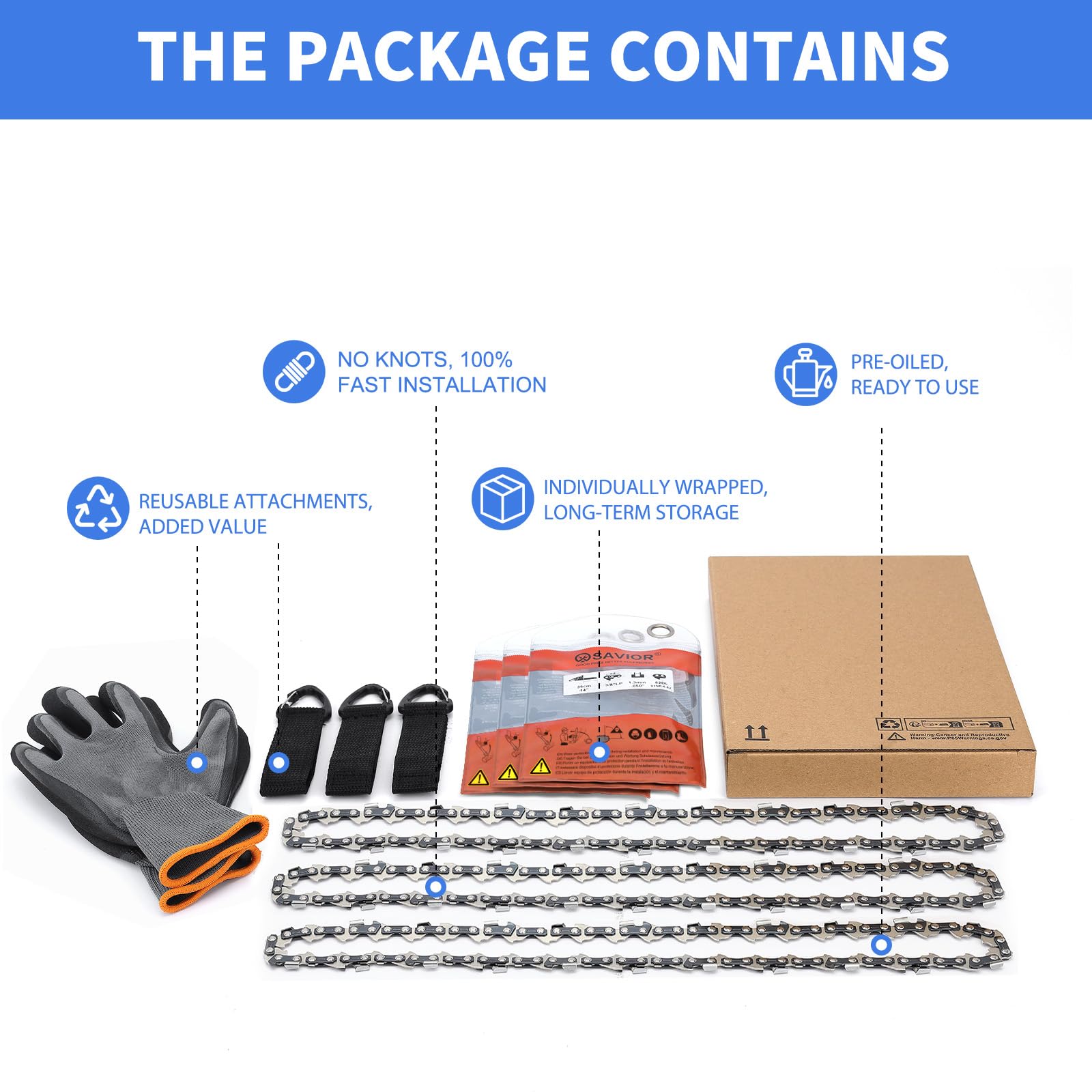 Set Di 3 Catene Per Motosega Stihl - 30 Cm, Passo 3/8 LP, Spessore 1.1 Mm, 44 Maglie, Basso Rimbalzo - Foto 7