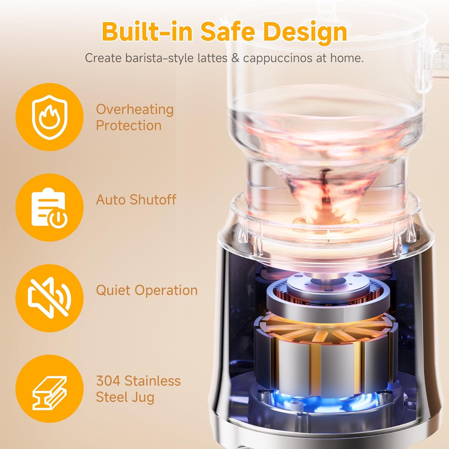 Milk Frother and Steamer, Large Capacity Detachable Electric Milk Frother, Automatic Warm and Cold Foam Maker, Hot Chocolate Maker, BPA Free