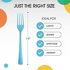 Exquisite Light Blue Plastic Forks 50 Pcs Light Blue Forks Disposable Utensils Heavy Duty Plastic Cutlery Set Disposable Cutlery Sets Flatware Sets Silverware Set For Party Supplies & Party Tableware