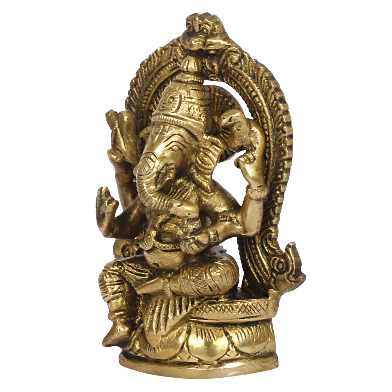 Statue de Ganesh Bhagwan en laiton pour décoration de maison, entrée, cadeau Diwali Puja, hauteur 11,4 cm.