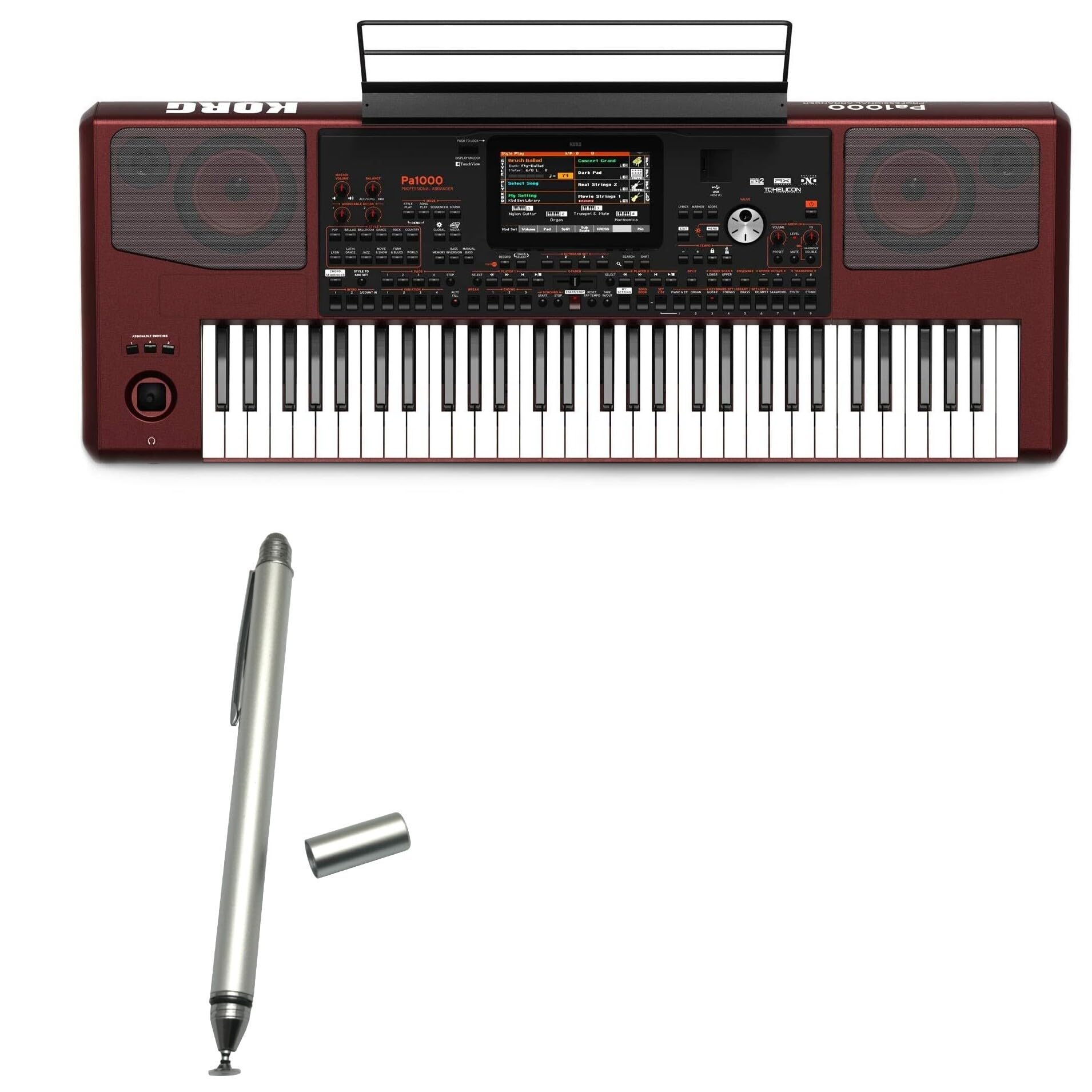 BoxWave Stylus Pen Compatible with Korg Pa1000 - DualTip Capacitive Stylus, Fiber Tip Disc Tip Capacitive Stylus Pen - Metallic Silver