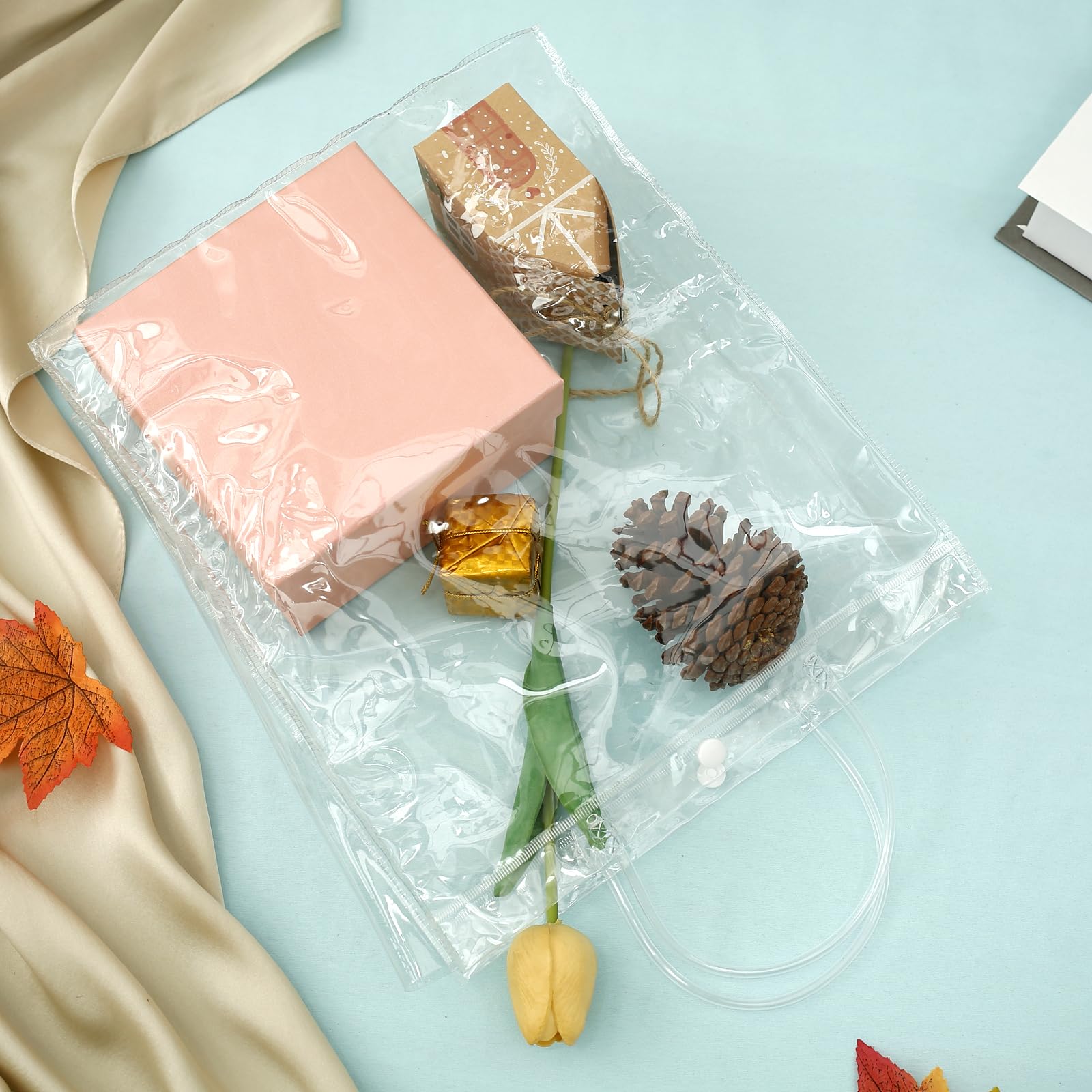 JIANTA 12 Pièces Sacs Cadeaux Transparents Avec Poignées, Petit Sac