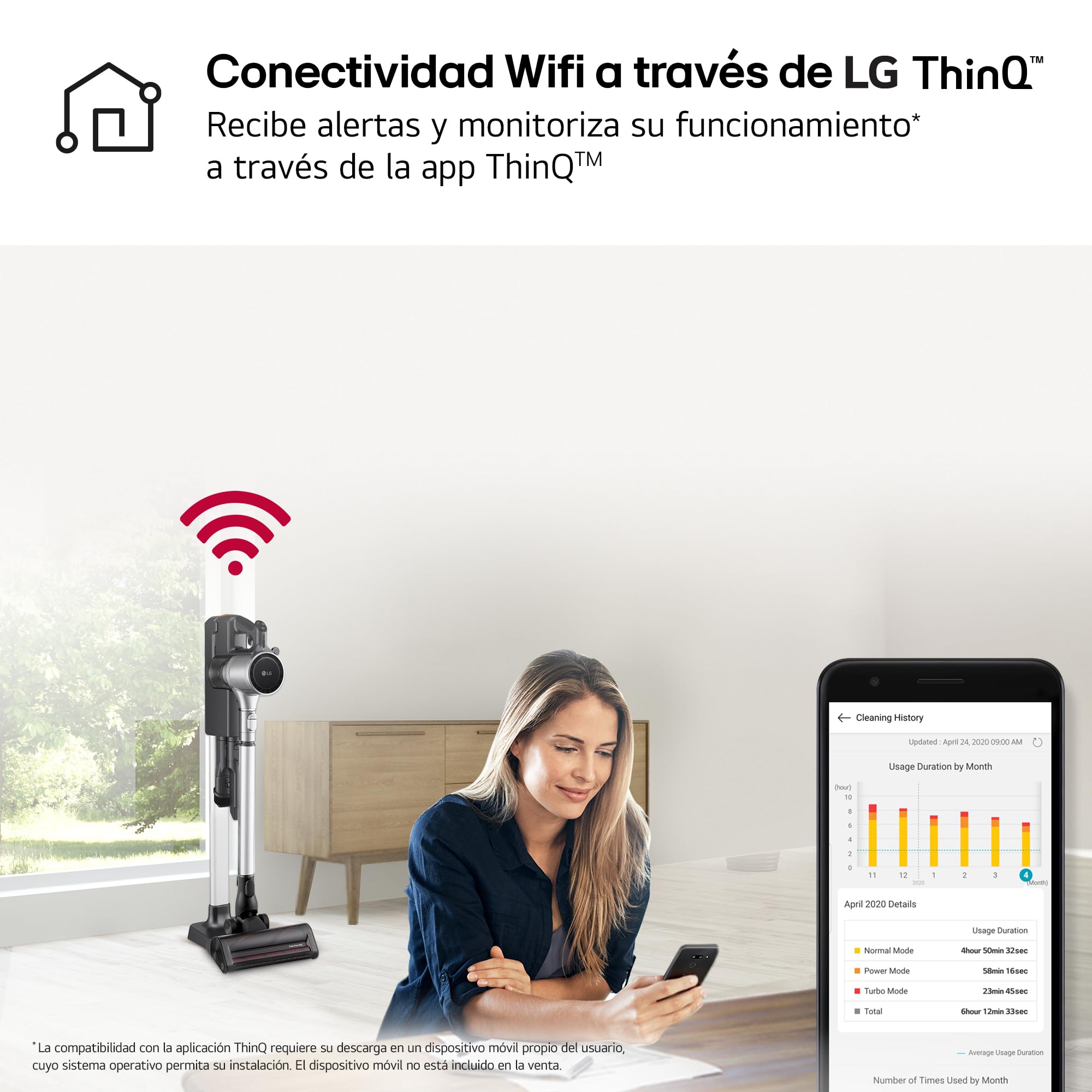 LG A9K-CORE3S - Aspirador Escoba, Kompressor 260W succión, con Doble batería y Sistema de compresión de Polvo, Silver