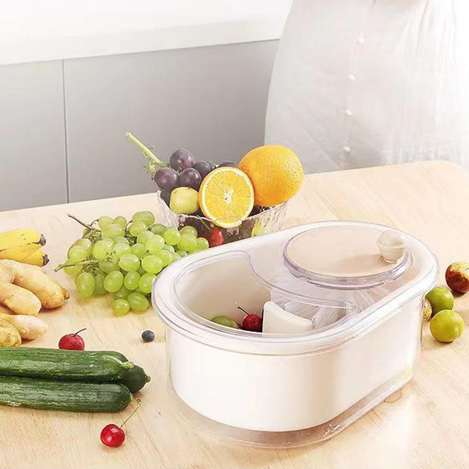 Fruit Cleaner Spinner - Fruit Cleaner Bowl - Large Capacity Fruit Washer Spinner Bowl with Brush - Kitchen Scrubber, Labor-Saving, Efficient Cleaning for Berries, Fruits & Vegetables, Greens