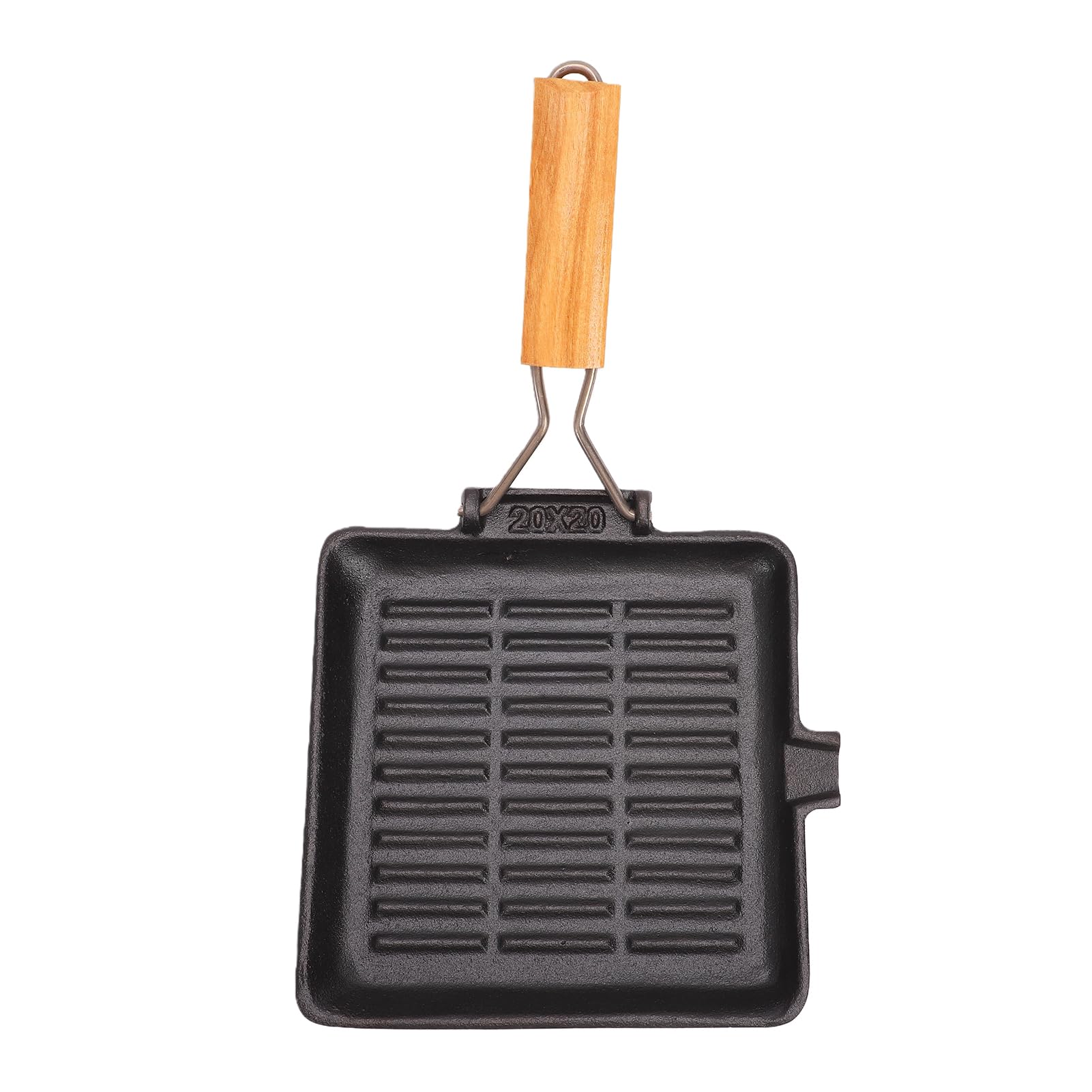 Poêle à griller carrée en fonte Brrnoo compatible induction revêtement antiadhésif 20 cm