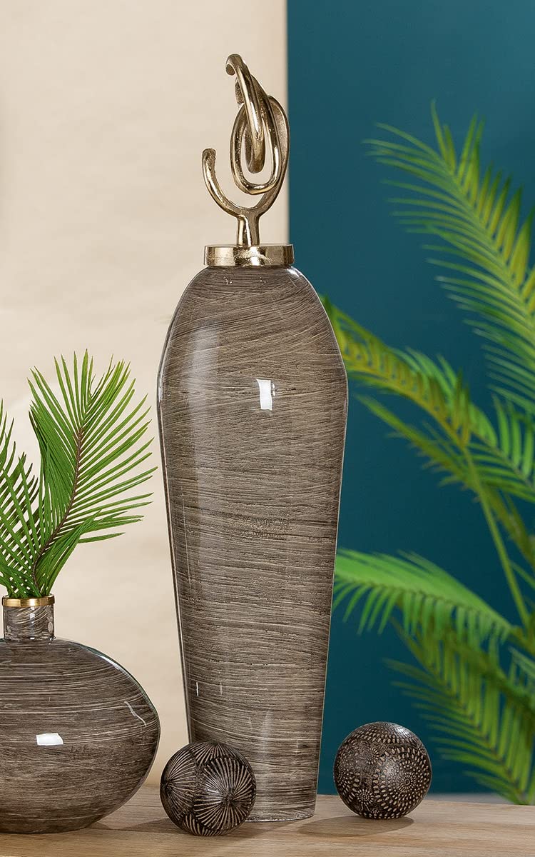 GILDE Deko Objekt Skulptur XXL Stripes aus Metall mit emaillierter Oberfläche - Accessoire Dekoration Wohnzimmer - Geschenk für Frauen - Braun Höhe 66 cm