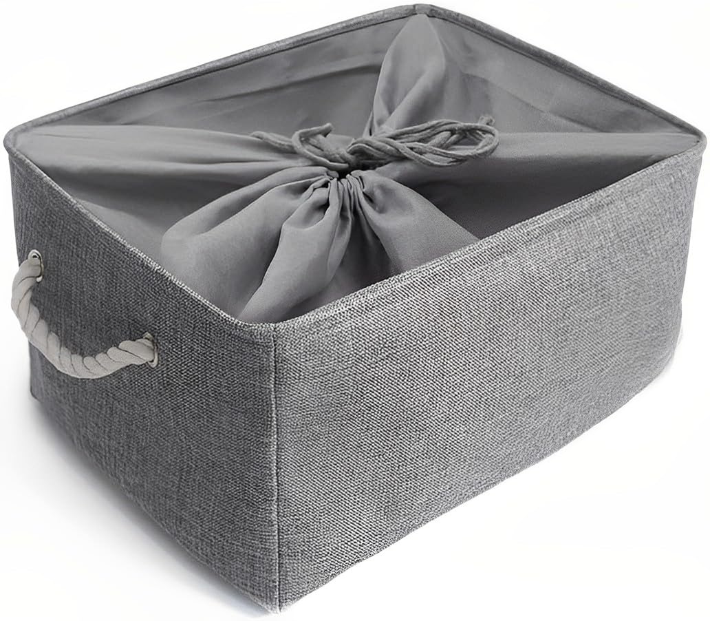 Mangata Foldable Storage Box, Thickened Fabric Storage Basket with Handles for Shelves Toy (XLarge, Grey)