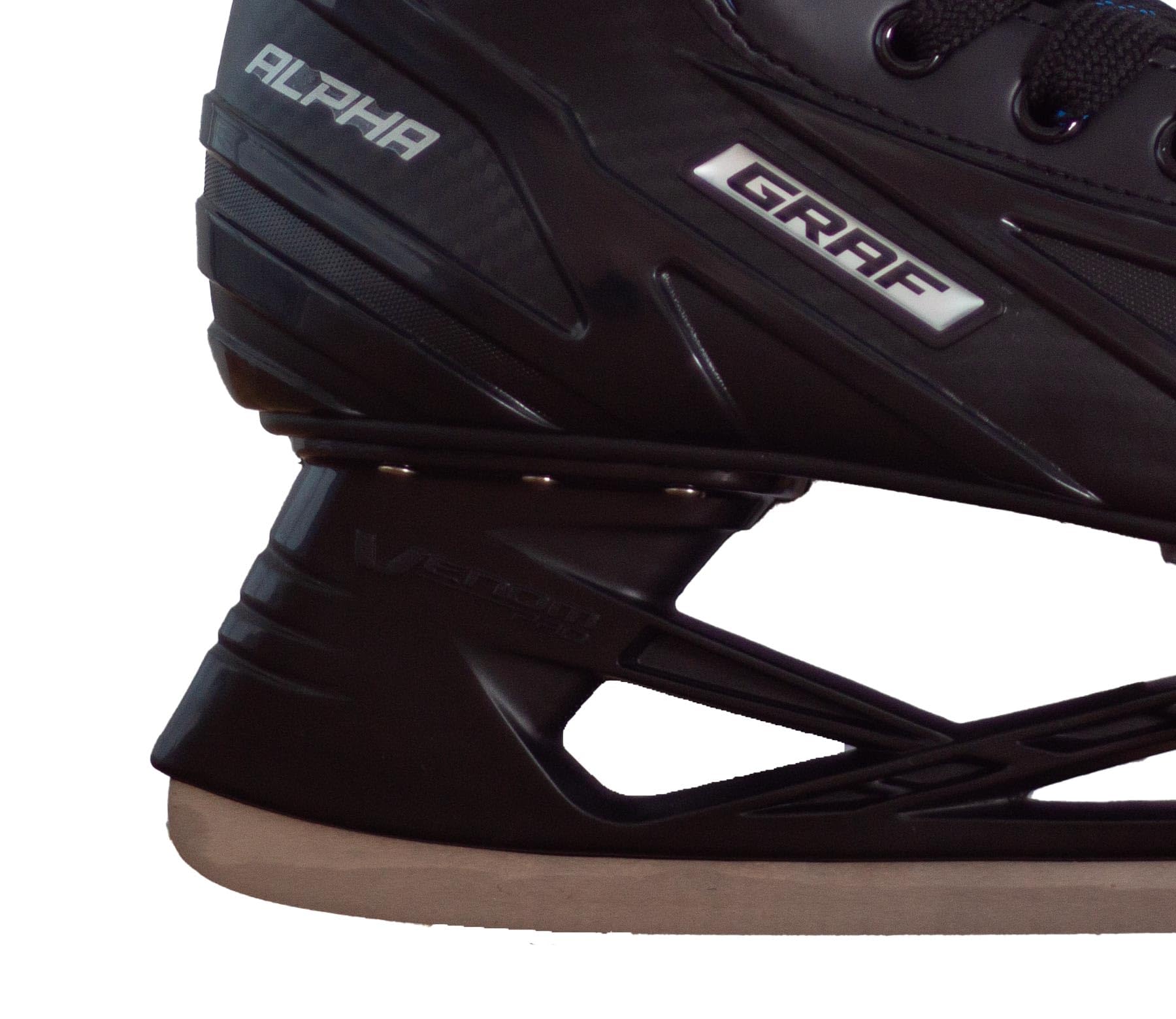 Alpha Graf Patins à glace pour adulte, senior, loisirs, hockey sur glace, noir/bleu, unisexe