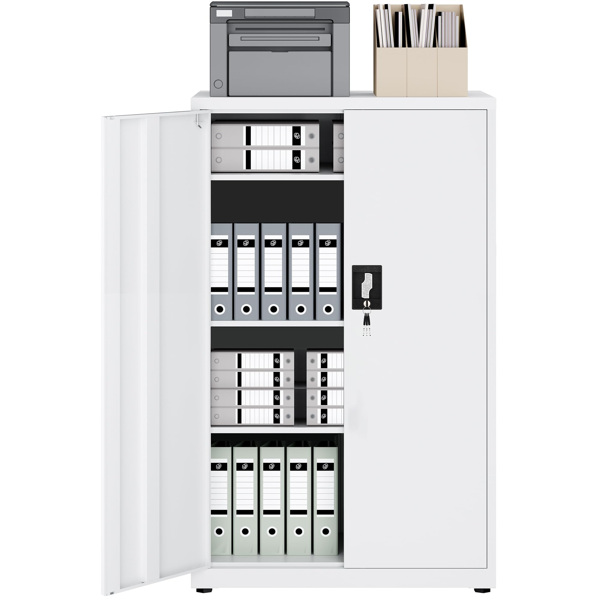 LAND·VOI Stahlschrank 4 Ebenen mit Schloss verstellbare