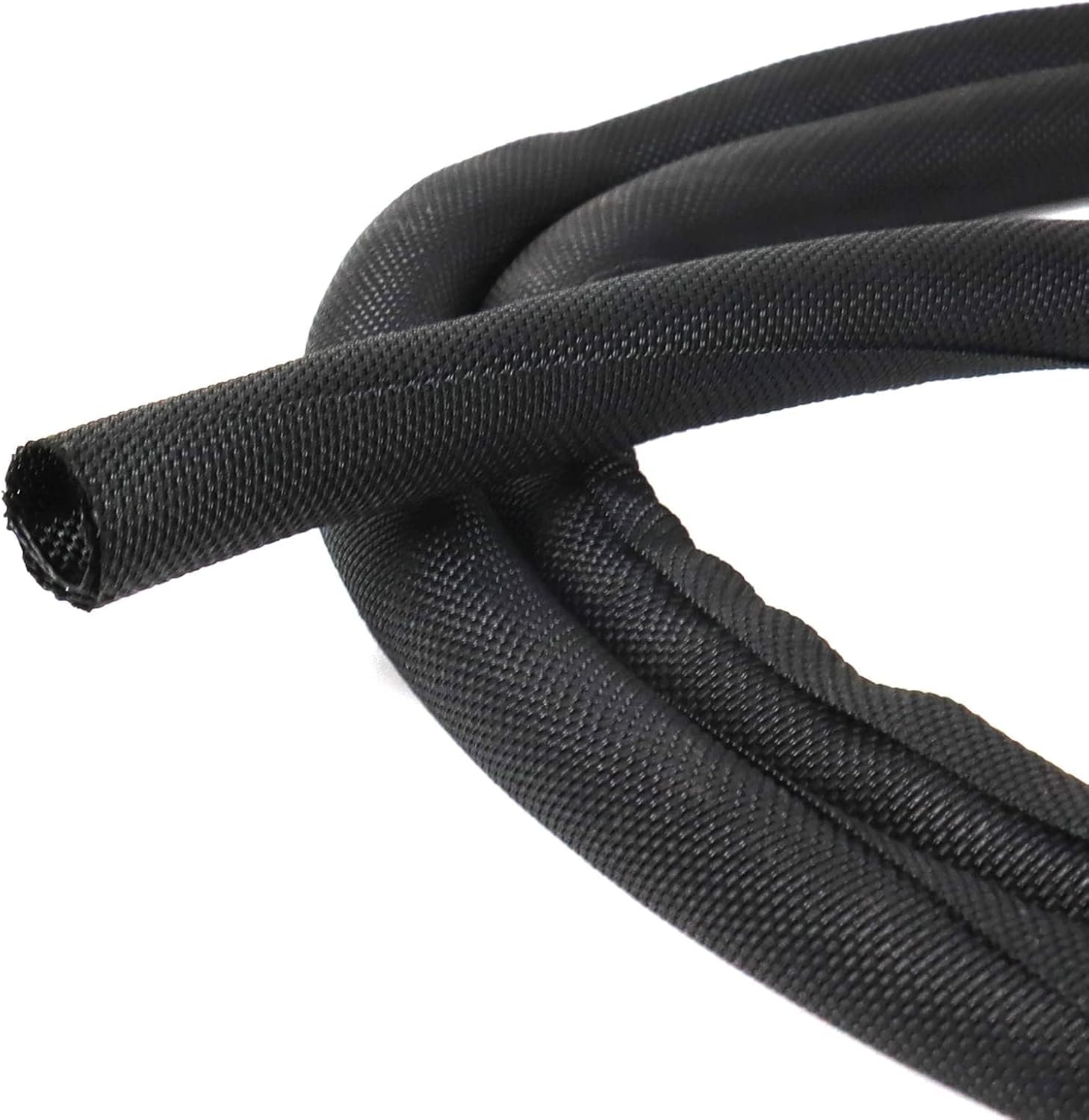 Black braided cable management sleeve 3/8 in x 30 ft