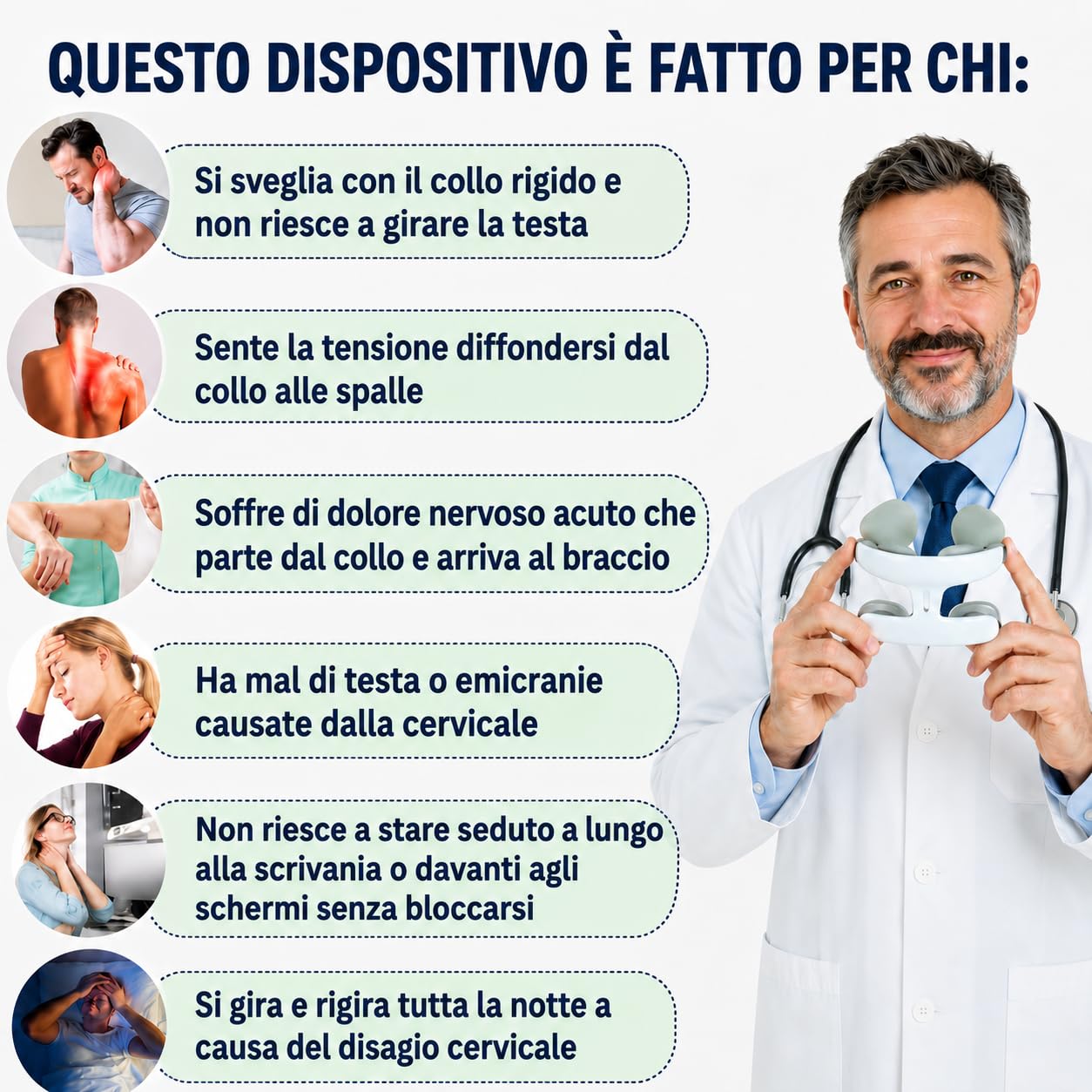 Vertaline Cervirest Massaggiatore Elettrico Cervicale Collo con 9 Livelli Intensità Funzione Calore 4 Teste Ricaricabile per Casa e Ufficio (1 pezzo)