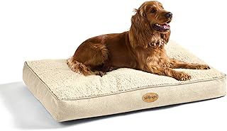 Silentnight Ultra Bounce Dog Bed - Soft Large Dog Pet Bed Pillow Mattress for Crate - Easy Clean, Machine Washable and Non-Slip Base, Large 60x90cm, Natural