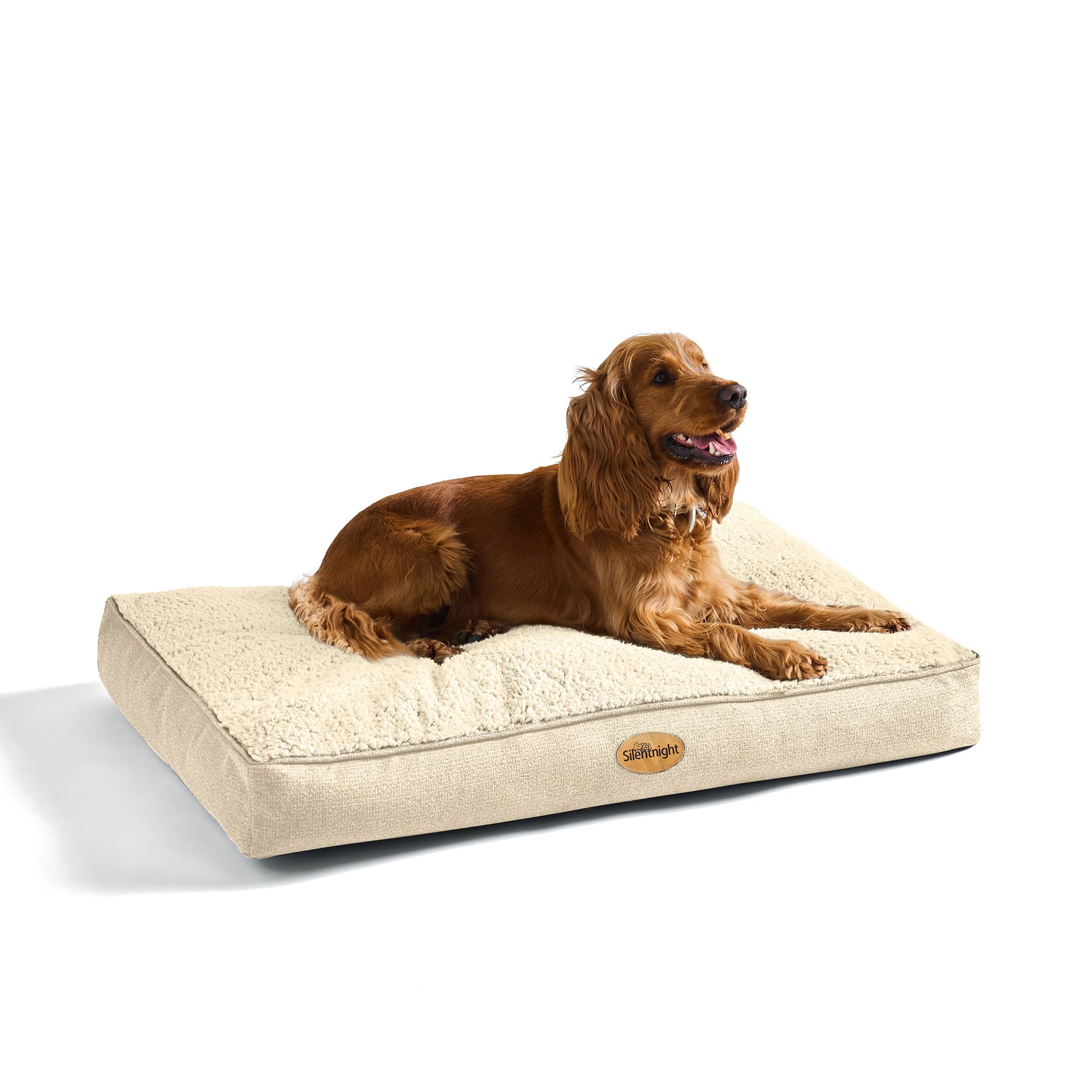 Silentnight Ultra Bounce Dog Bed - Soft Large Dog Pet Bed Pillow Mattress for Crate - Easy Clean, Machine Washable and Non-Slip Base, Medium 50x75cm, Natural