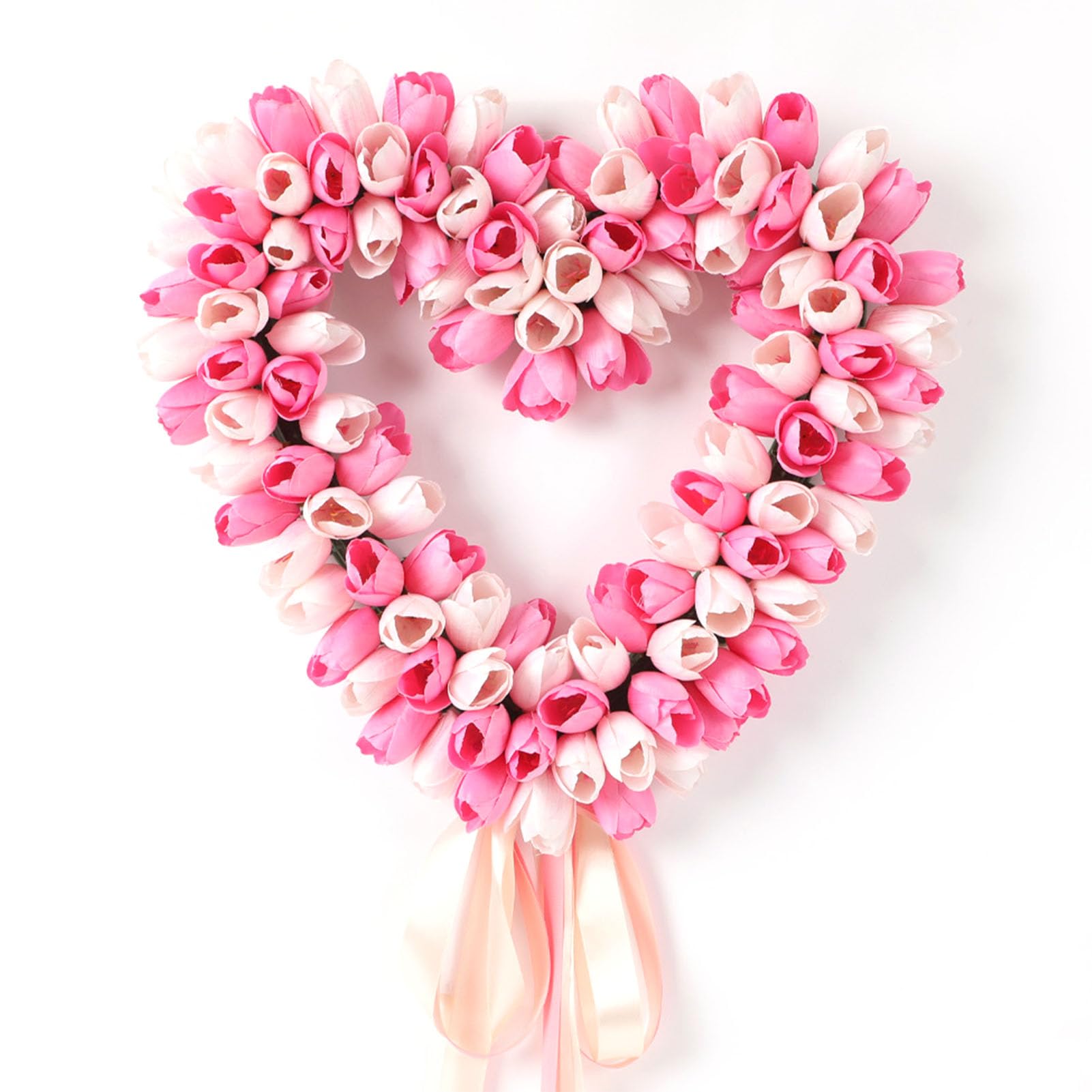 Naroote Ghiera a Forma di Cuore, Fiori Artificiali Primaverili (PINK) | Plastica, Senza Manutenzione, Anti-Sbiadimento, Uso Interno Esterno, per Matrimonio, Anniversario, Festa