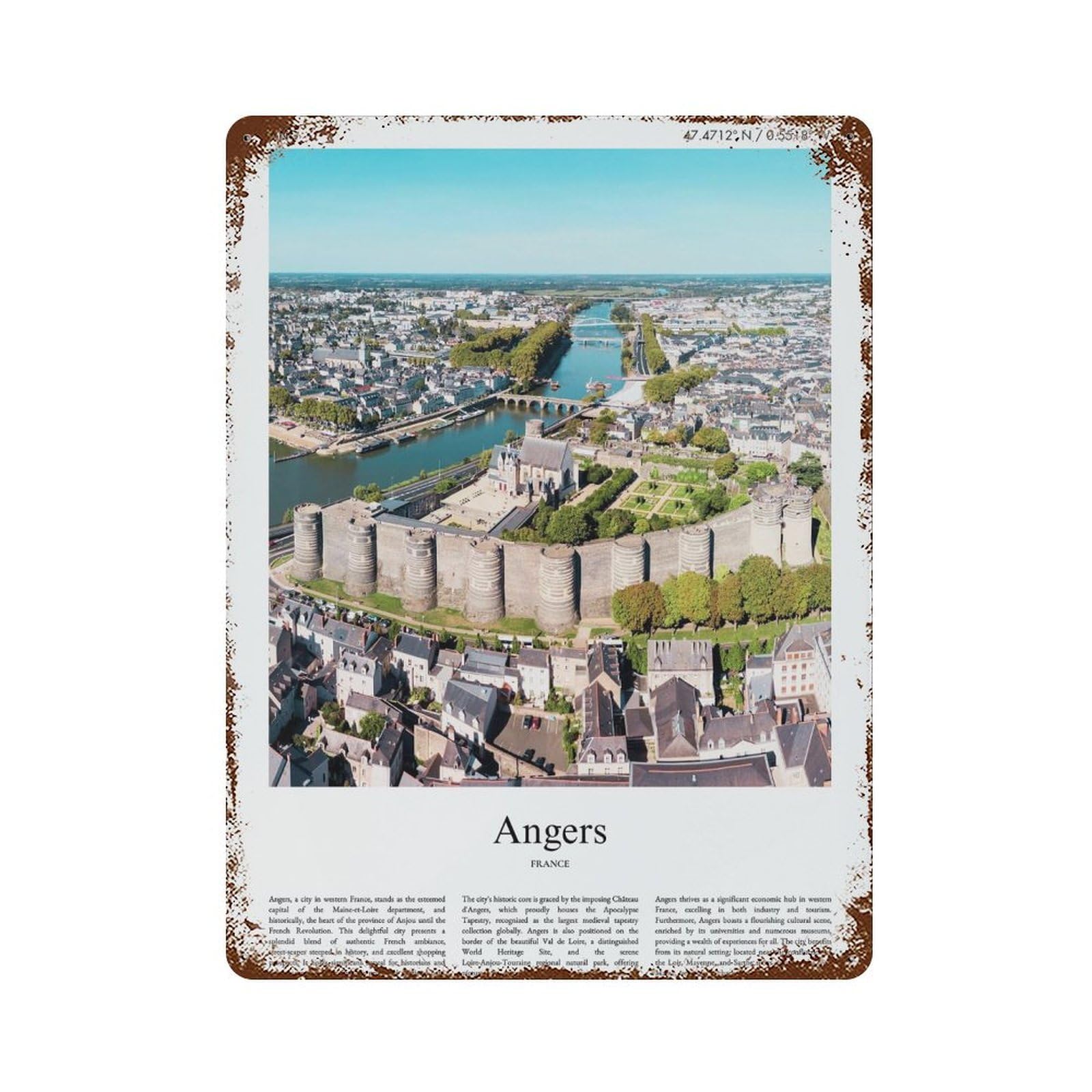 xiaoxiaoshen Angers France City Scenery Wall Decor Art Metal Tin Poster Modern Home Decor Art Home Bar Shop Decorations Vintage Sign 40x30cm