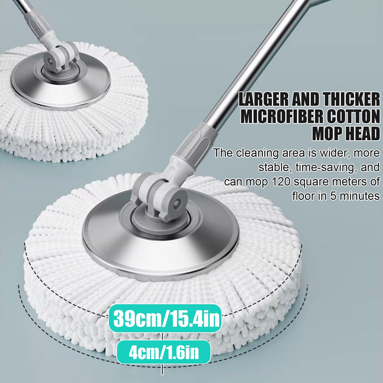 Juego de fregona giratoria y Cubo con escurridor, Trapeador Giratorio de 360° y Sistema de Cubo Interior Desmontable para Limpieza de Pisos,2 Microfiber Mop Pads
