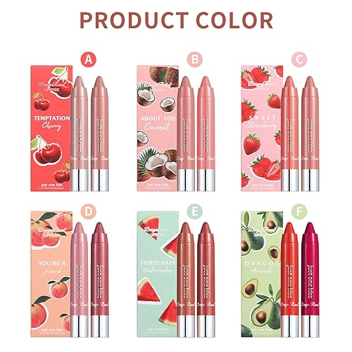 Miniatura 6 de Juego de lápices labiales de crayón acuoso, 2 colores, impermeable, hidratante, lápiz labial cremoso de larga duración para mujeres, juego de