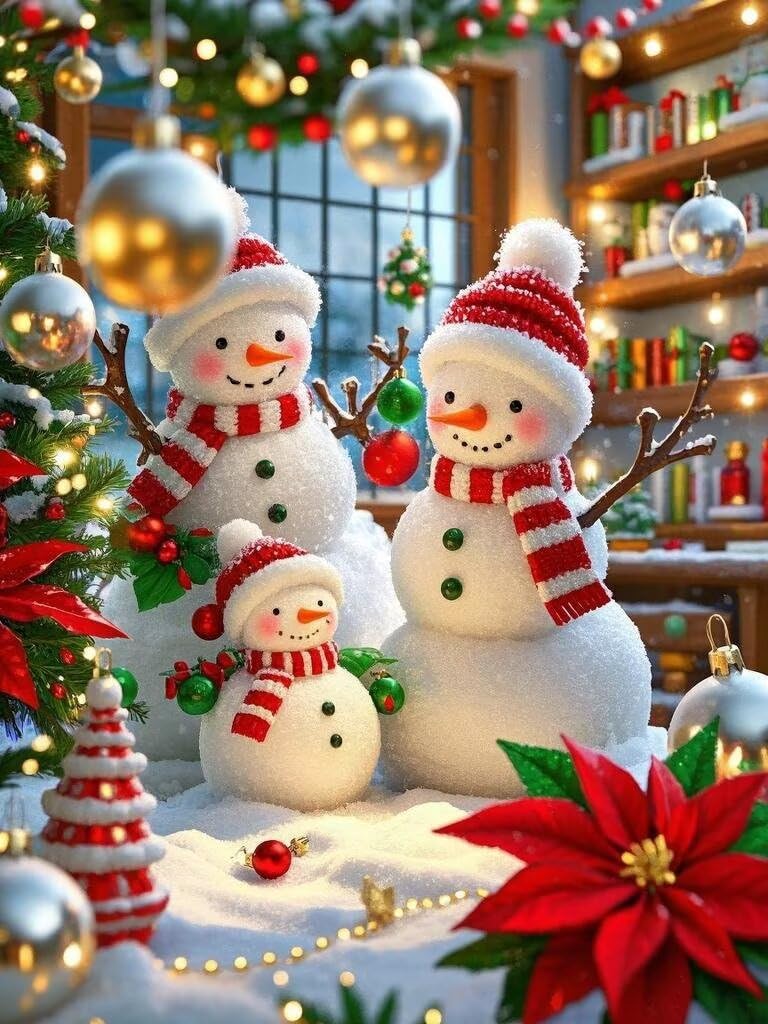 TURGF Snowman 5D Diamond Painting Kits for Adults，DIY Diamond Art Christmas Diamond Painting Full Drill Beginners Craft Kits for Home Wall Decor Gifts