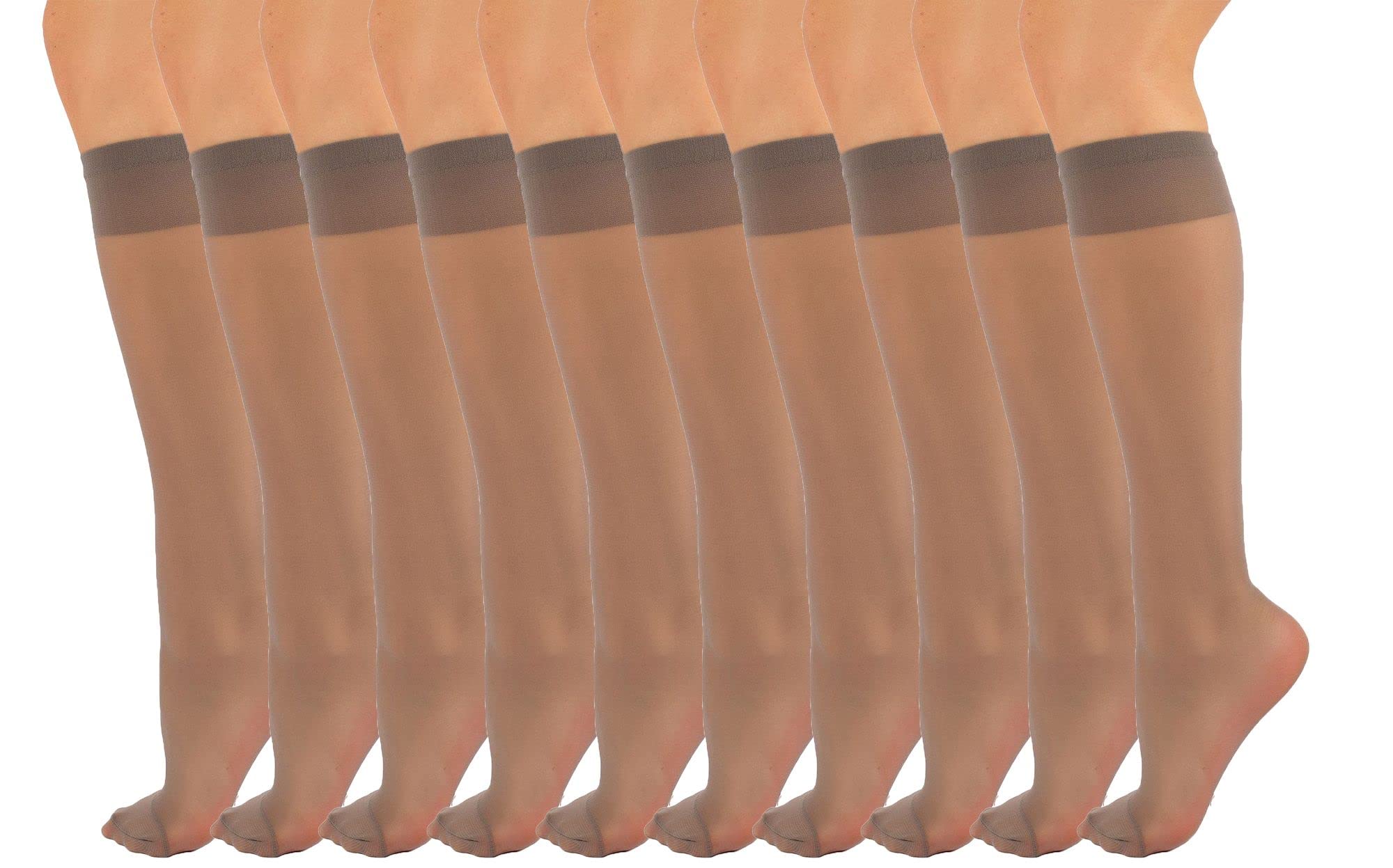 Aurellie Women's Classic Knee-Highs Sheer Non-Pressure Knee Socks 20 denier 3 Colours One Size 10 pairs