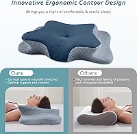 Vista 6 de Almohada cervical para el cuello para aliviar el dolor de dormir, almohadas de espuma viscoelástica de contorno, almohadas ergonómicas para dormir