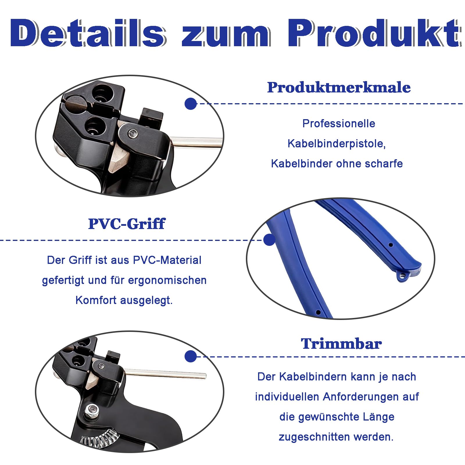 Kabelbinderpistolen Set aus Metall, Kabelbinderpistole aus Edelstahl mit 200 Stück 4,6 x 300mm Kabelbindern, Metallbinderpistole, Kabelbinder Werkzeug, für KabelbüNdelung, Industrie