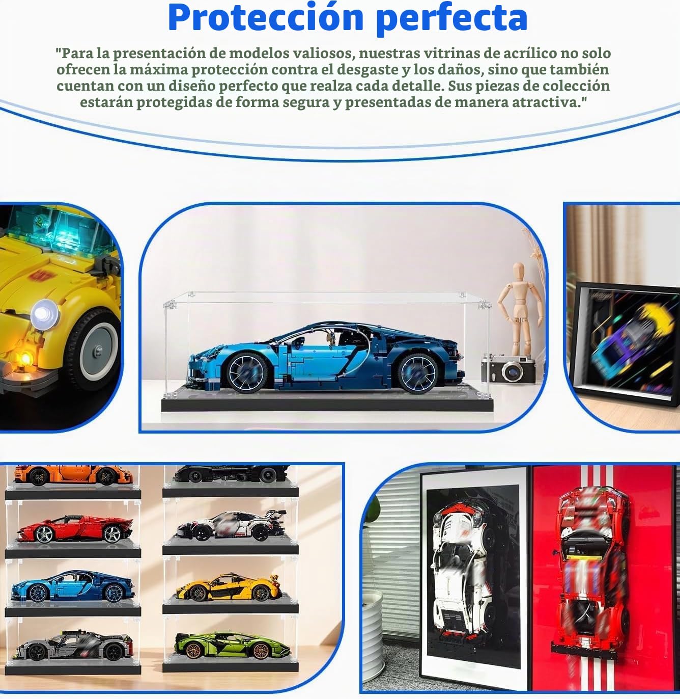 Vitrina acrílica para Lego Technic McLaren P1 42172, almacenamiento y organización a prueba de polvo para modelo Lego, tamaño: 63 x 30 x 19 cm (solo funda de pantalla)