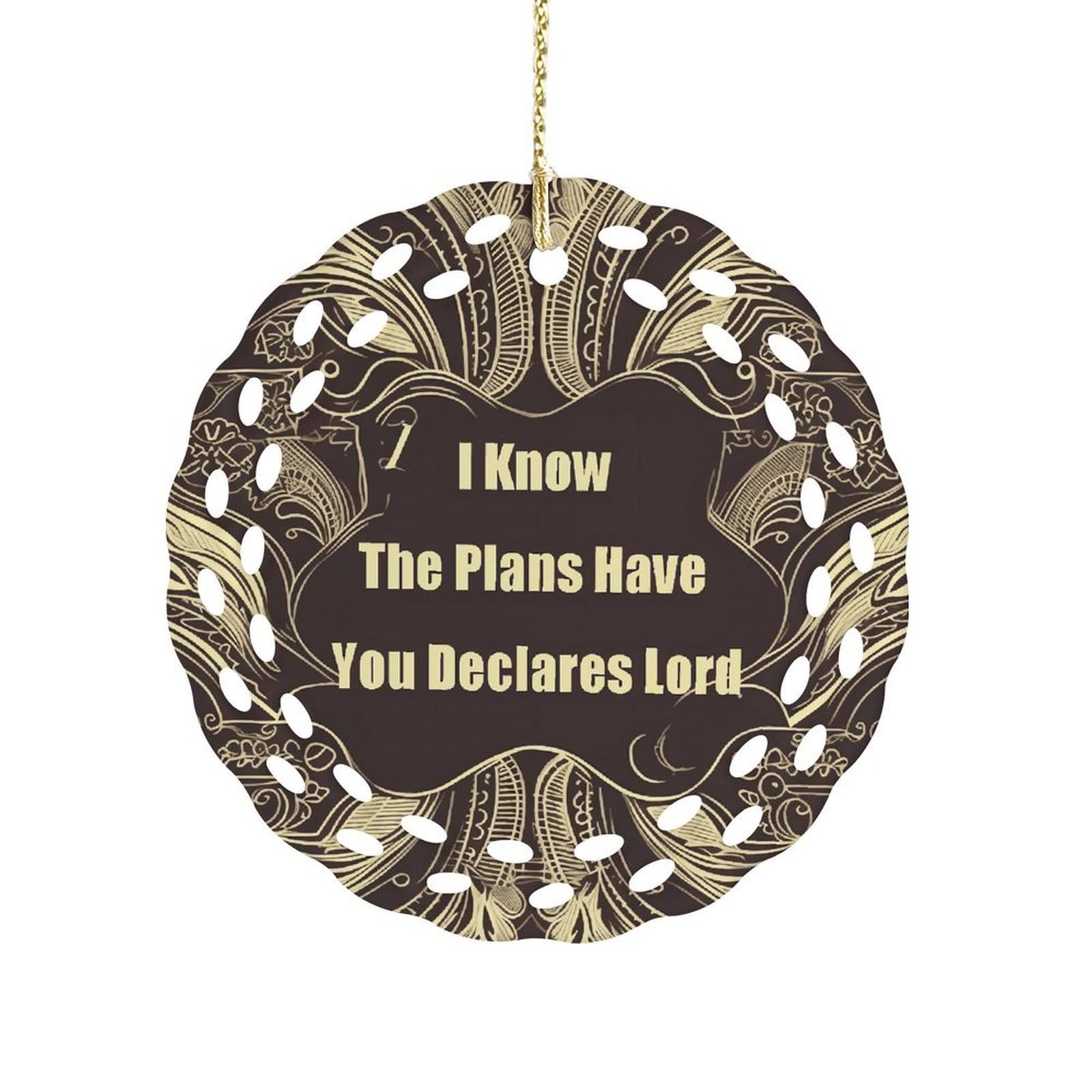 Btcowzrv Style I Know The Plans Have You Declares Lord Ceramic Ornament,Round Ornaments With Hole Easy To Hang,Hanging Ornament For Wedding Party Home Window Garden Christmas Day Decor