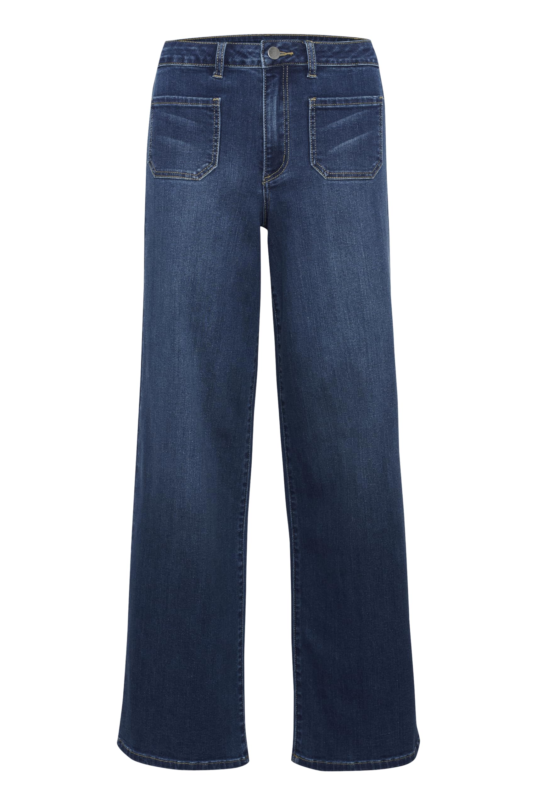 KAFFE Women's Jeans KAkarla High Waist Wide Leg, Medium Blue Washed Denim, 16