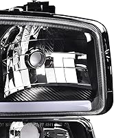 Vista 7 de PIT66 Conjunto de faros LED DRL BAR, compatible con GMC Sierra 1999-2006 /GMC Yukon 2000-2006, faros delanteros con lente ahumada, carcasa negra