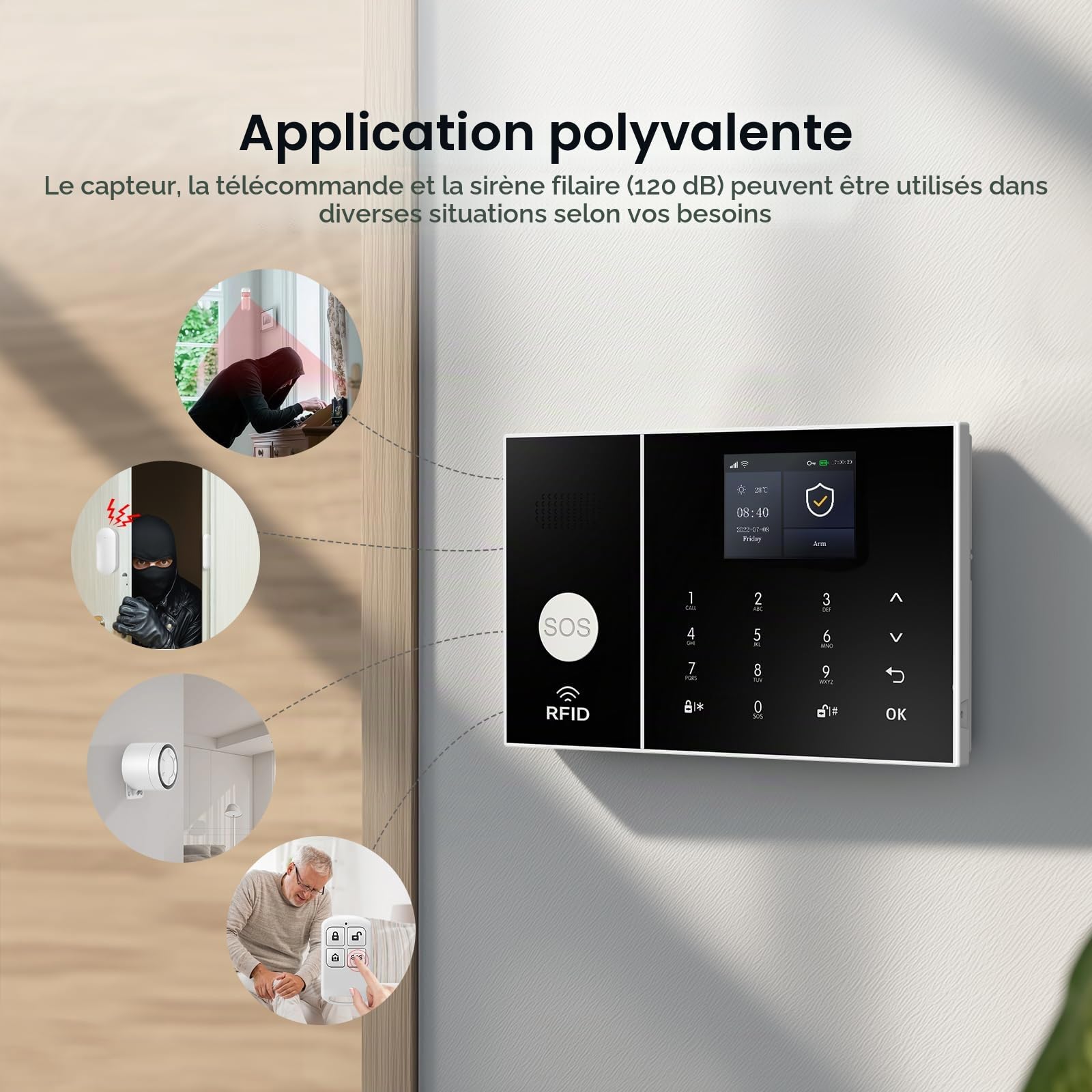 PGST Alarme Maison sans Fil, WiFi/4G GSM Systèmes Sécurité pour la Maison avec APP, 22-Pièces Kit Alarme avec 110DB Sirène – pour Camping-Car, Garage, Bureau, Compatible avec Alexa, Google Assistant
