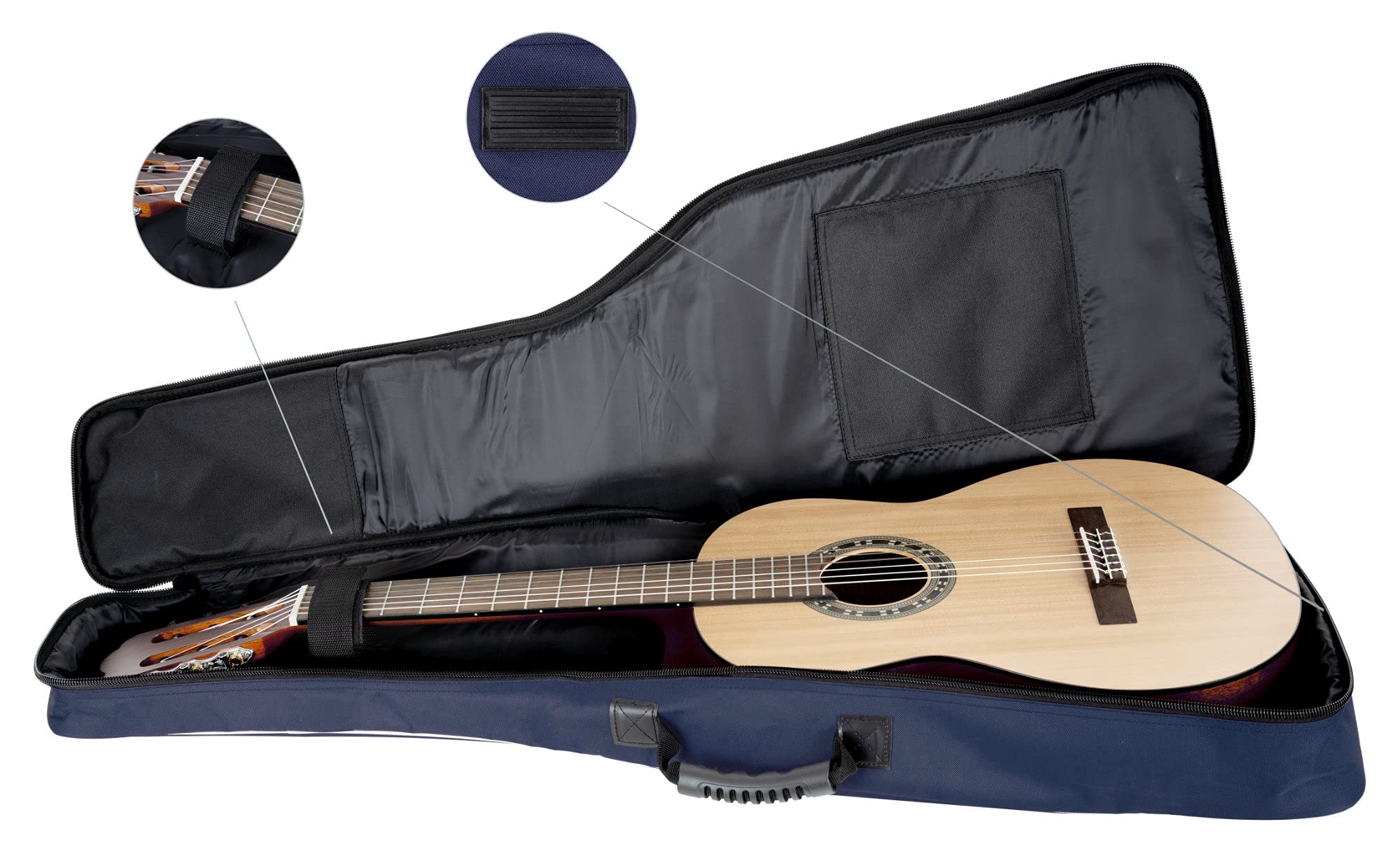ROCKTILE Funda Guitarra clásica Correas Acolchadas Mochila Azul