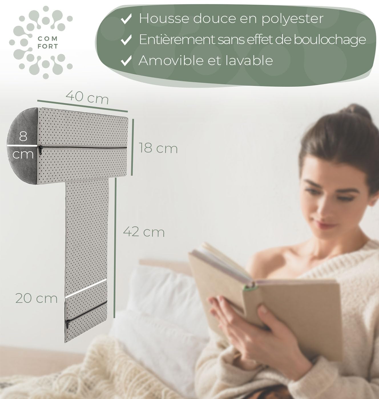 Coussin cylindrique lit fauteuil, oreiller ergonomique memoire de forme, cale nuque repose tete chaise gamer, rouleau pour les cervicales, support orthopedique adulte, coussin boudin pas cher relaxant