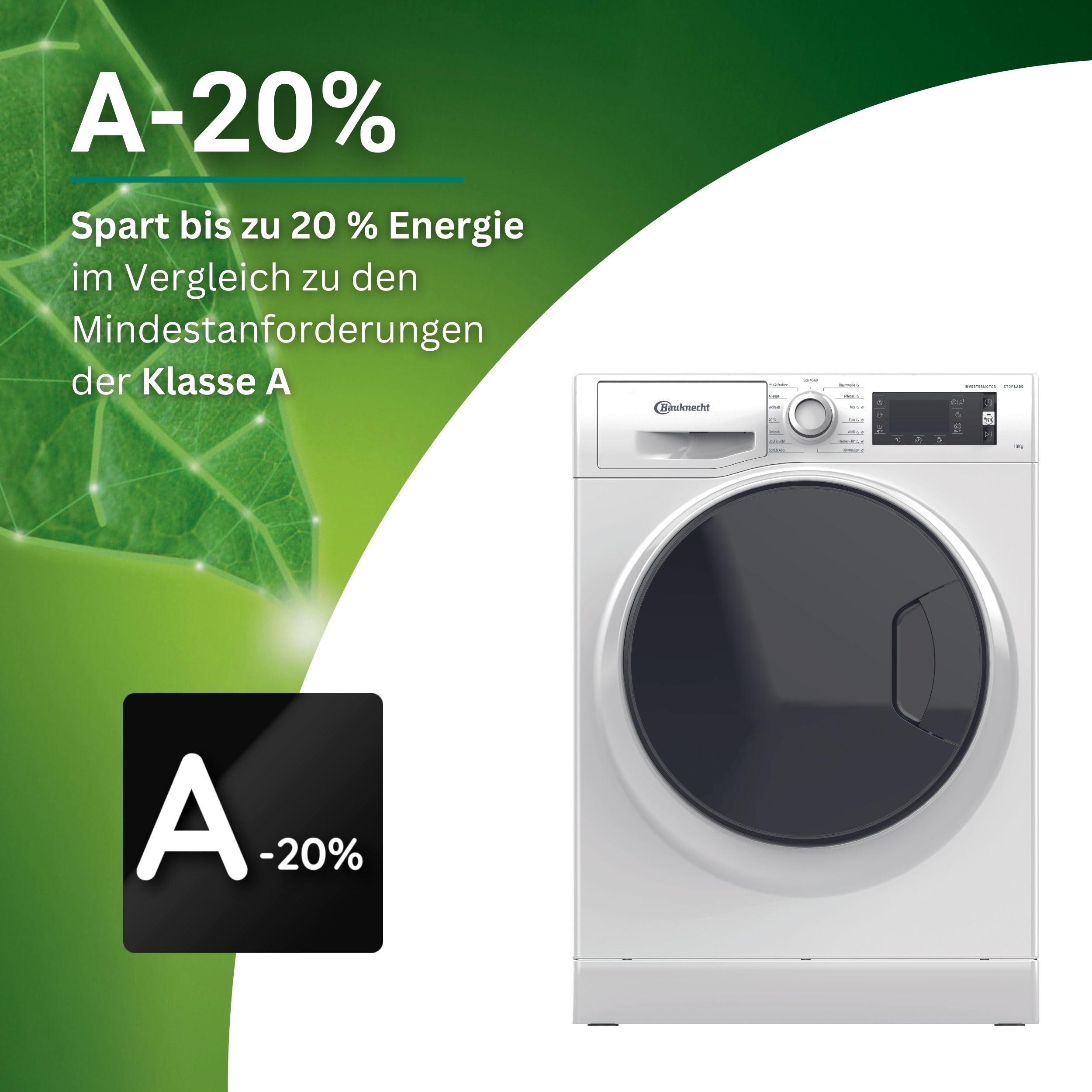 Bauknecht WM Elite 10 AA Waschmaschine Frontlader/ 10kg/ A-20% / Active Care Color+/ kraftvolle Fleckentfernung/Dampf Programme/Steam Hygiene Option/Steam Refresh/Stop&Add Funktion