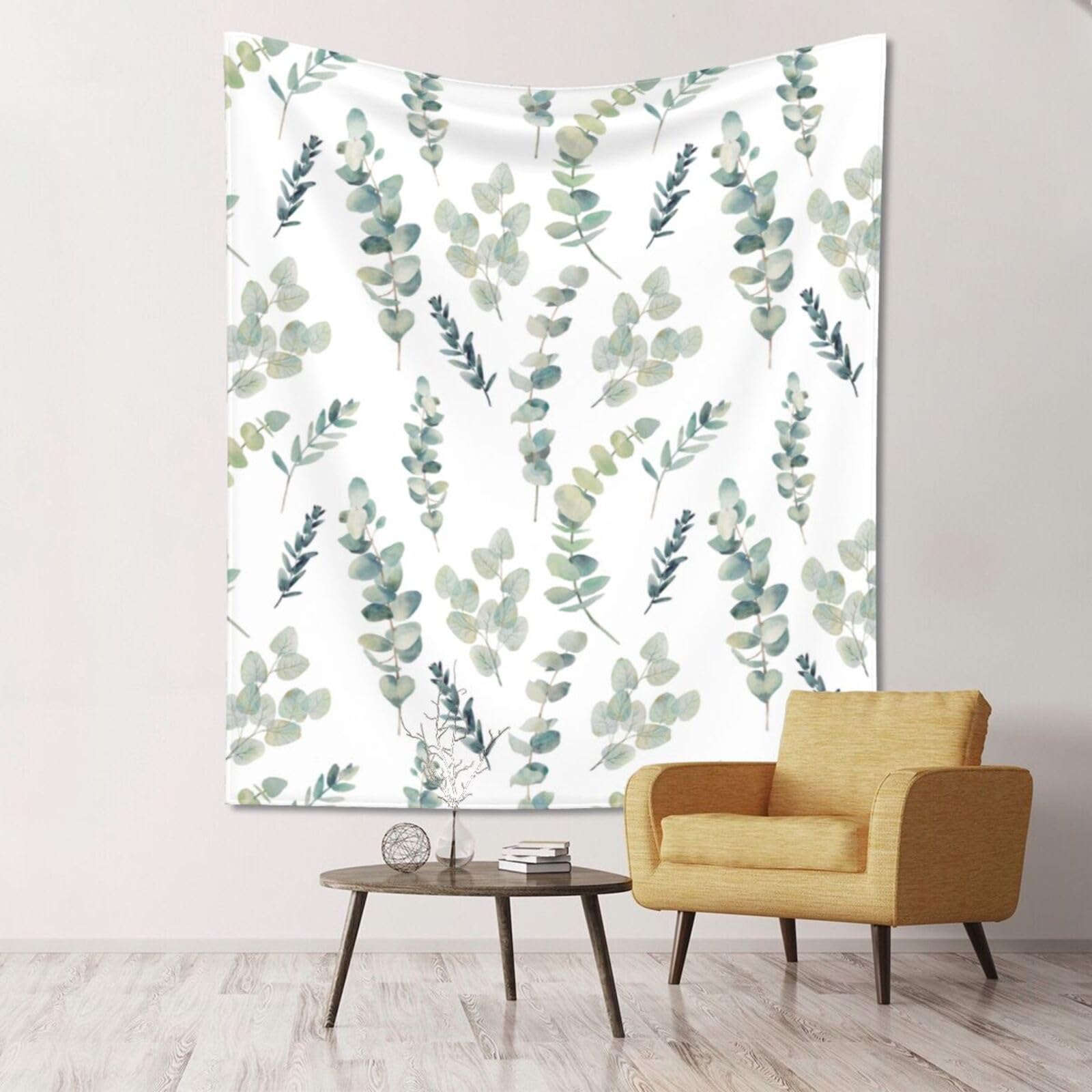WKSGDSG Large Wall Hanging, Machine Washable Tapestry For Dorm Room, Eucalyptus Leaves, Lightweight Polyester Wall Art For Bedroom Living Room, 152x130cm