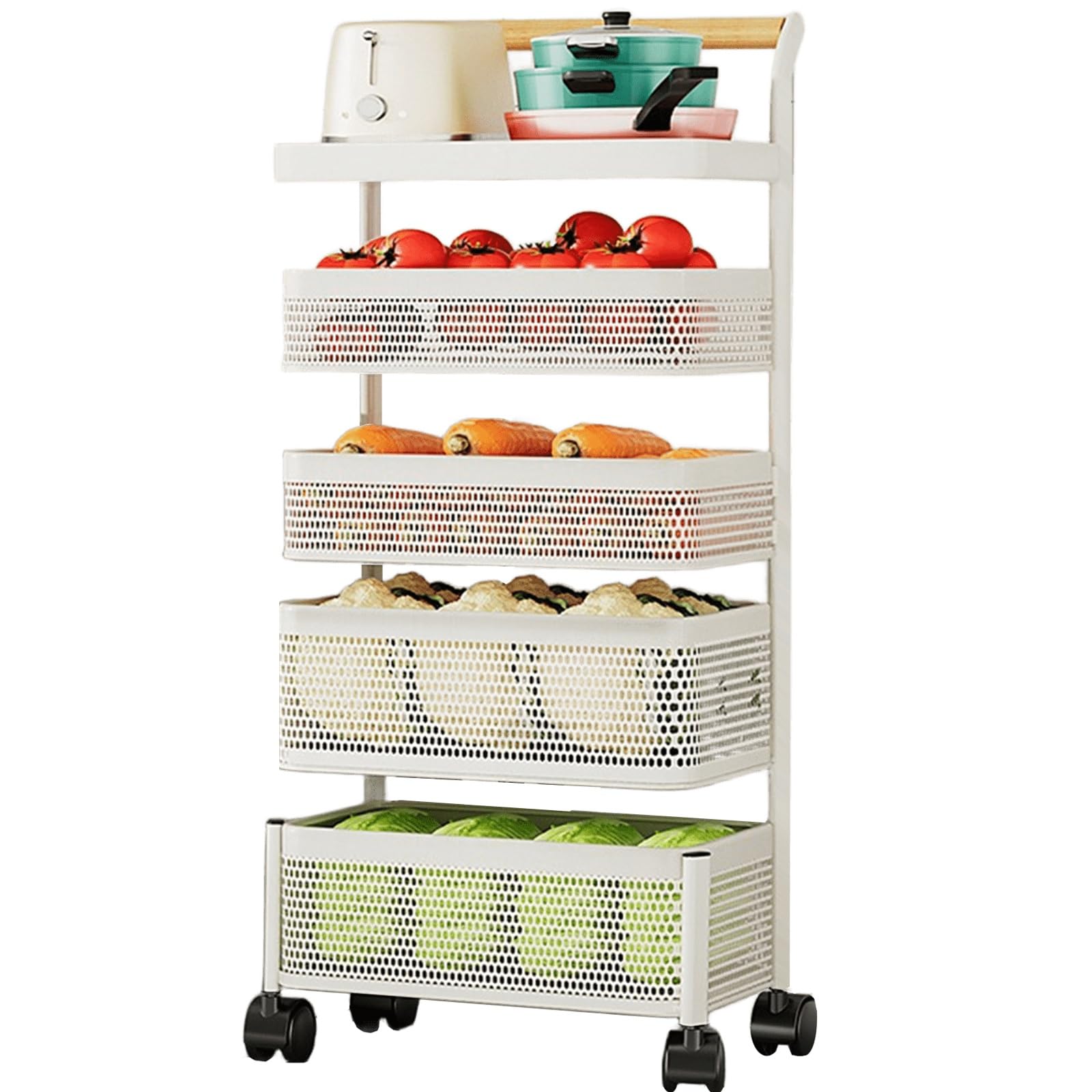 Cesta giratoria de acero al carbono de 30 cm para oficina, cocina, lavandería y espacios reducidos (blanco, 30 x 19 x 75 cm) y ahorro de espacio