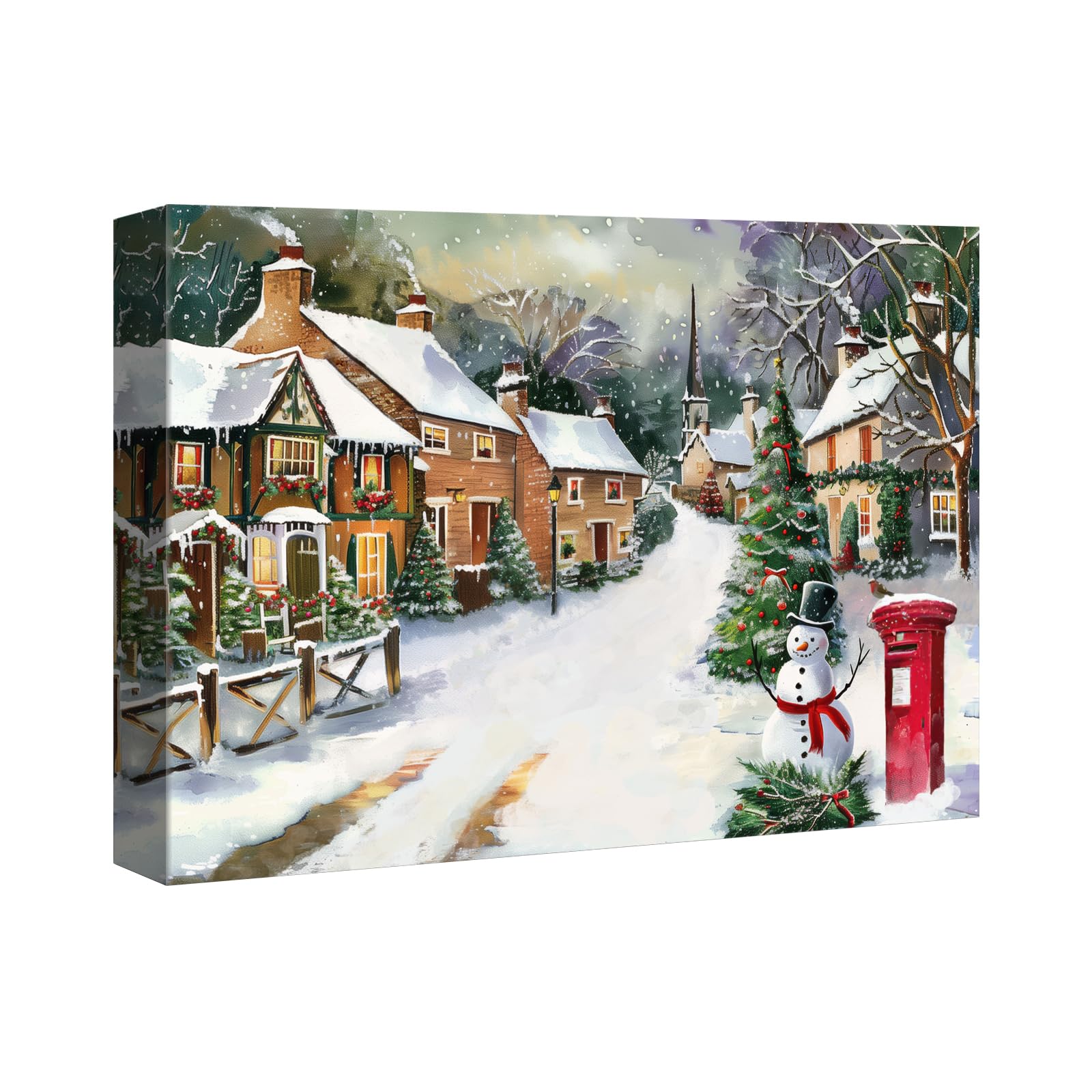 Denozer - Christmas Wall Art Painting Pictures Festival Art Print On Canvas for Bedroom Living Room Home Wall Decor,Stretched and Framed Ready to Hang