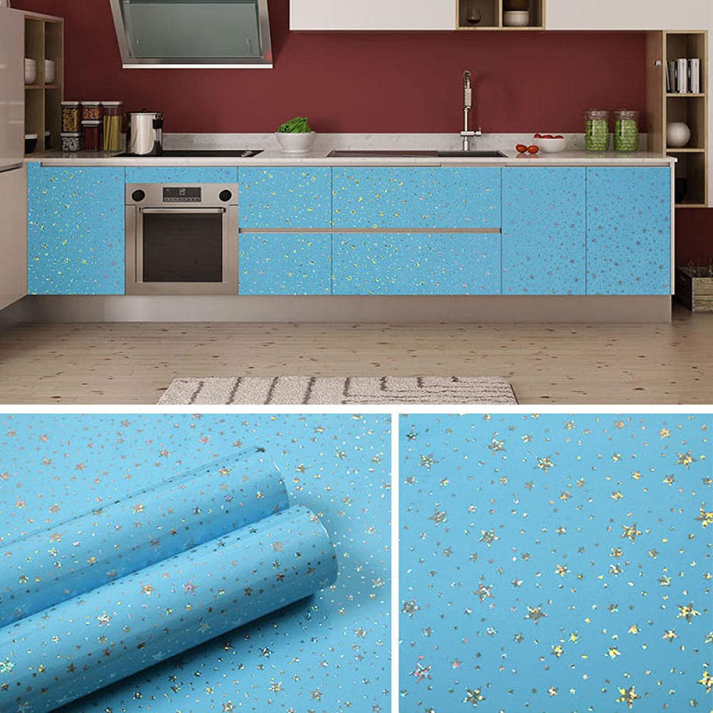Folia Samoprzylepna Do Mebli Niebieskie Gwiazdki Pvc Wodoodporna Samoprzylepna Tapeta Kwiatowa Renowacja Mebli Szafka Szafa Lodówka Home Decor 60Cm X 10M