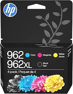 Pack de 4 cartouches d'encre haute capacité HP 962XL noire et HP 962 Cyan, Magenta, Jaune (3JB34AN)